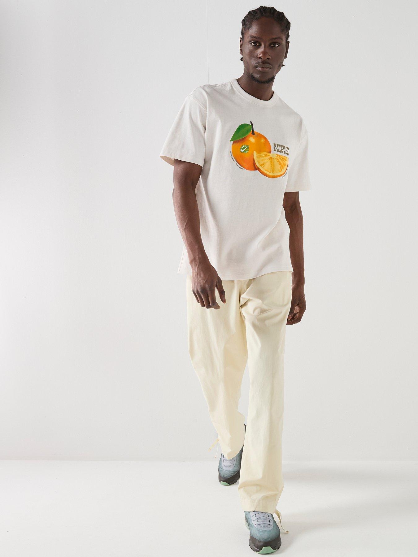 Image 3 of 7 of Nike Mens Sportswear Premium Orange Loose T-Shirt - Off-White/Phantom