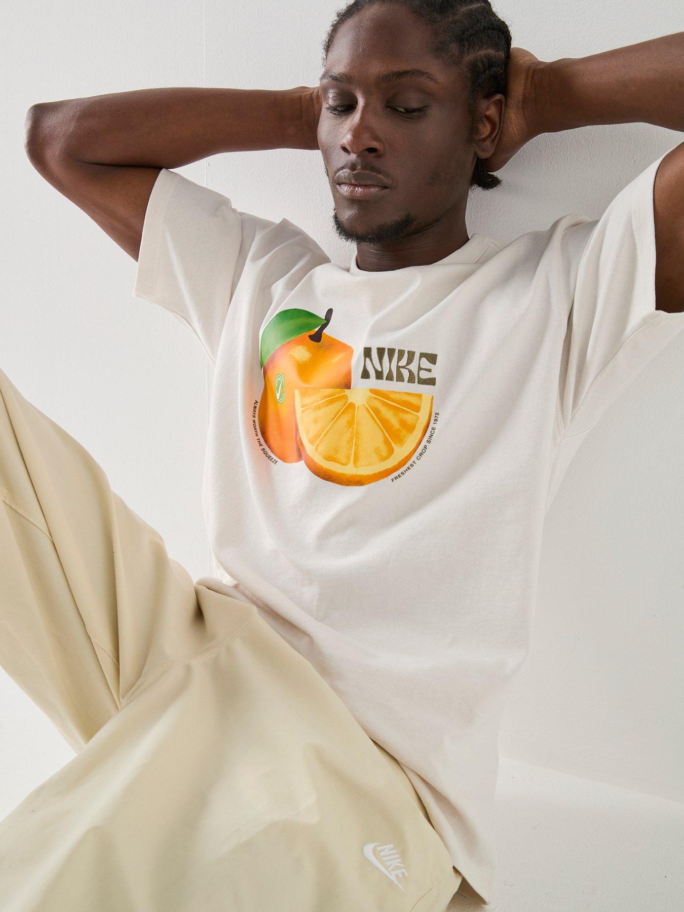 Image 4 of 7 of Nike Mens Sportswear Premium Orange Loose T-Shirt - Off-White/Phantom