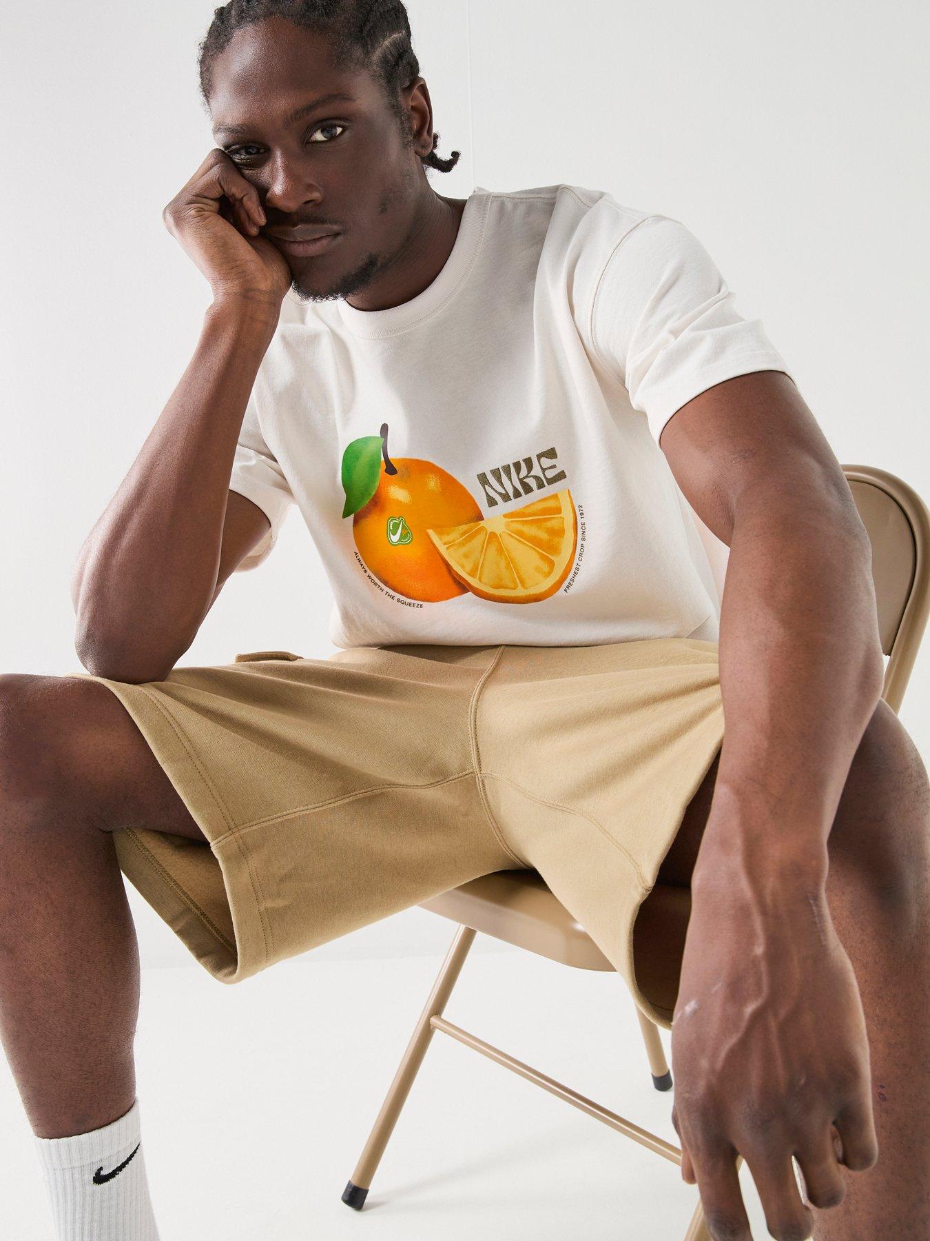 Image 5 of 7 of Nike Mens Sportswear Premium Orange Loose T-Shirt - Off-White/Phantom