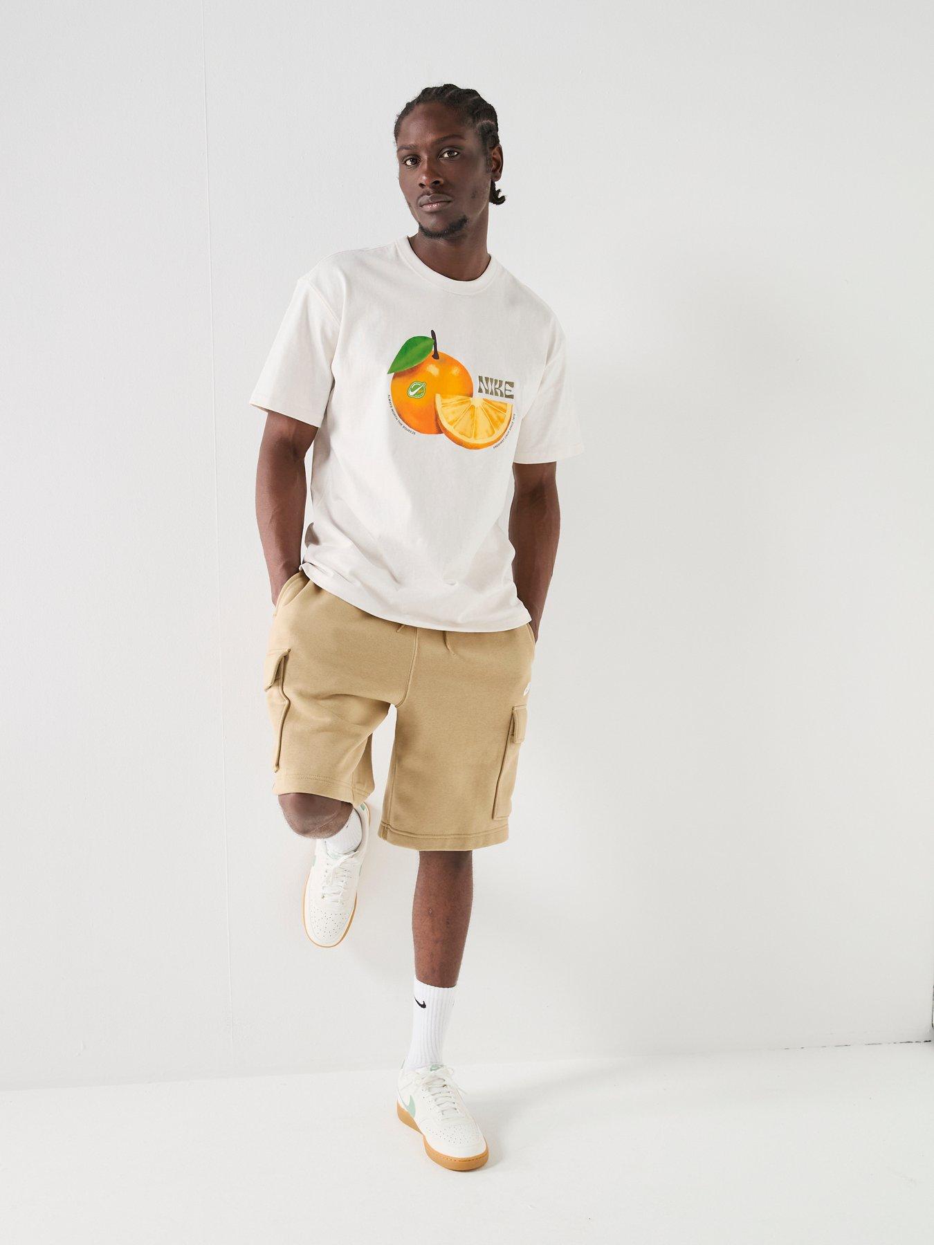 Image 6 of 7 of Nike Mens Sportswear Premium Orange Loose T-Shirt - Off-White/Phantom