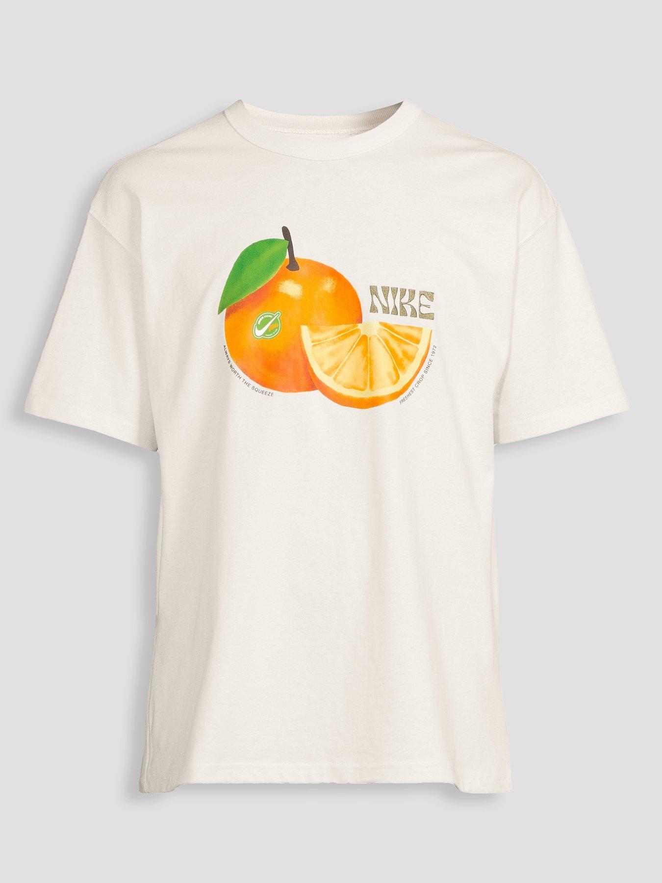 Image 7 of 7 of Nike Mens Sportswear Premium Orange Loose T-Shirt - Off-White/Phantom