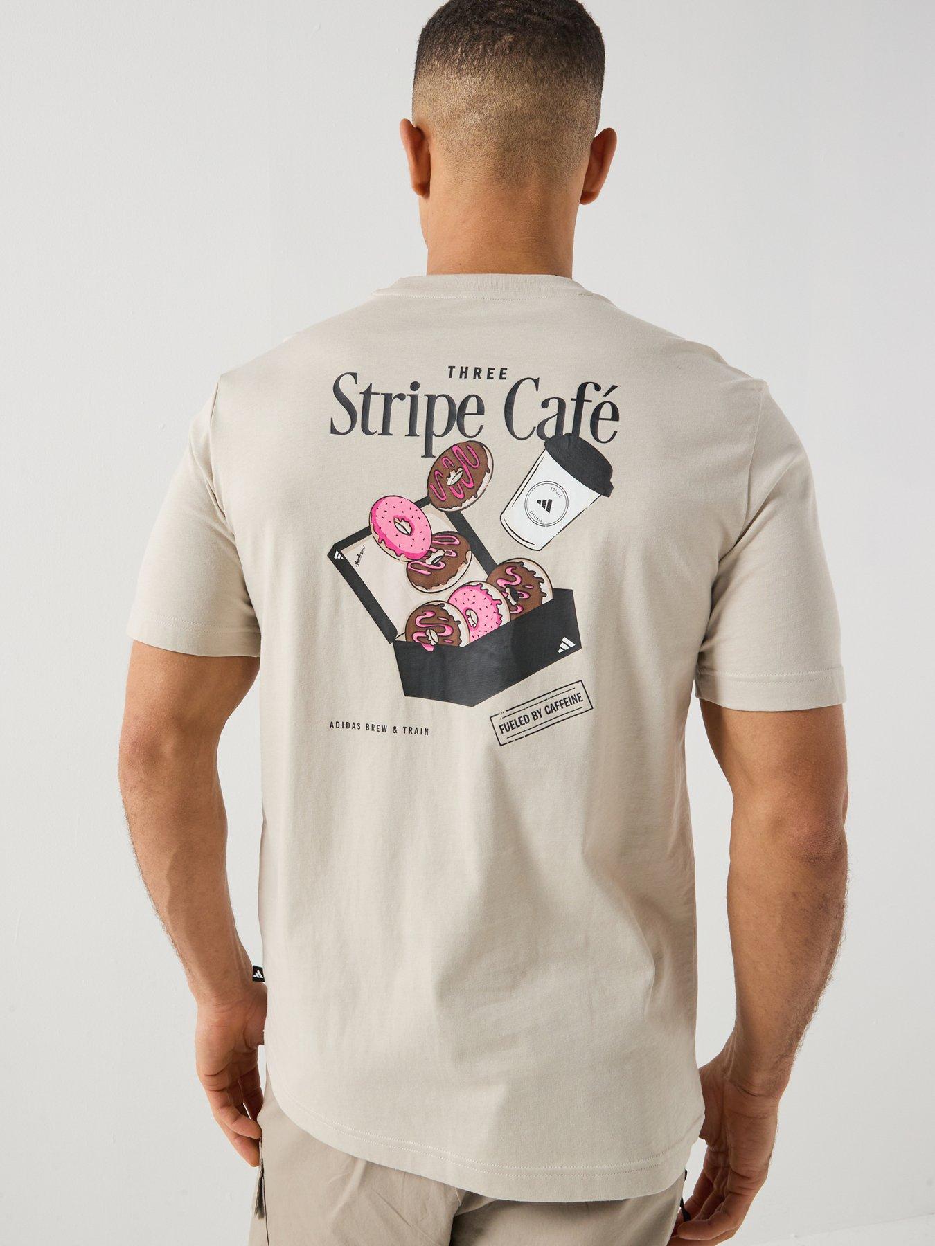 adidas Sportswear Men's Coffee Cafe Donut Box Graphic T-Shirt - Beige