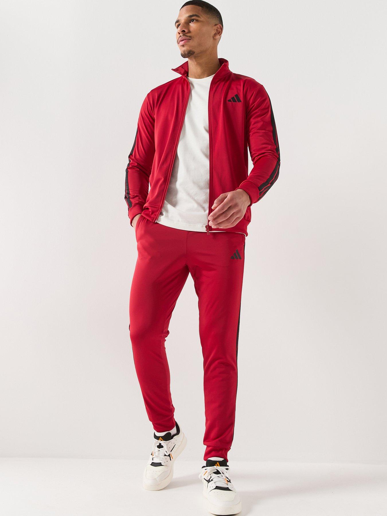 adidas Sportswear Men's 3 Stripes Tracksuit - Burgundy