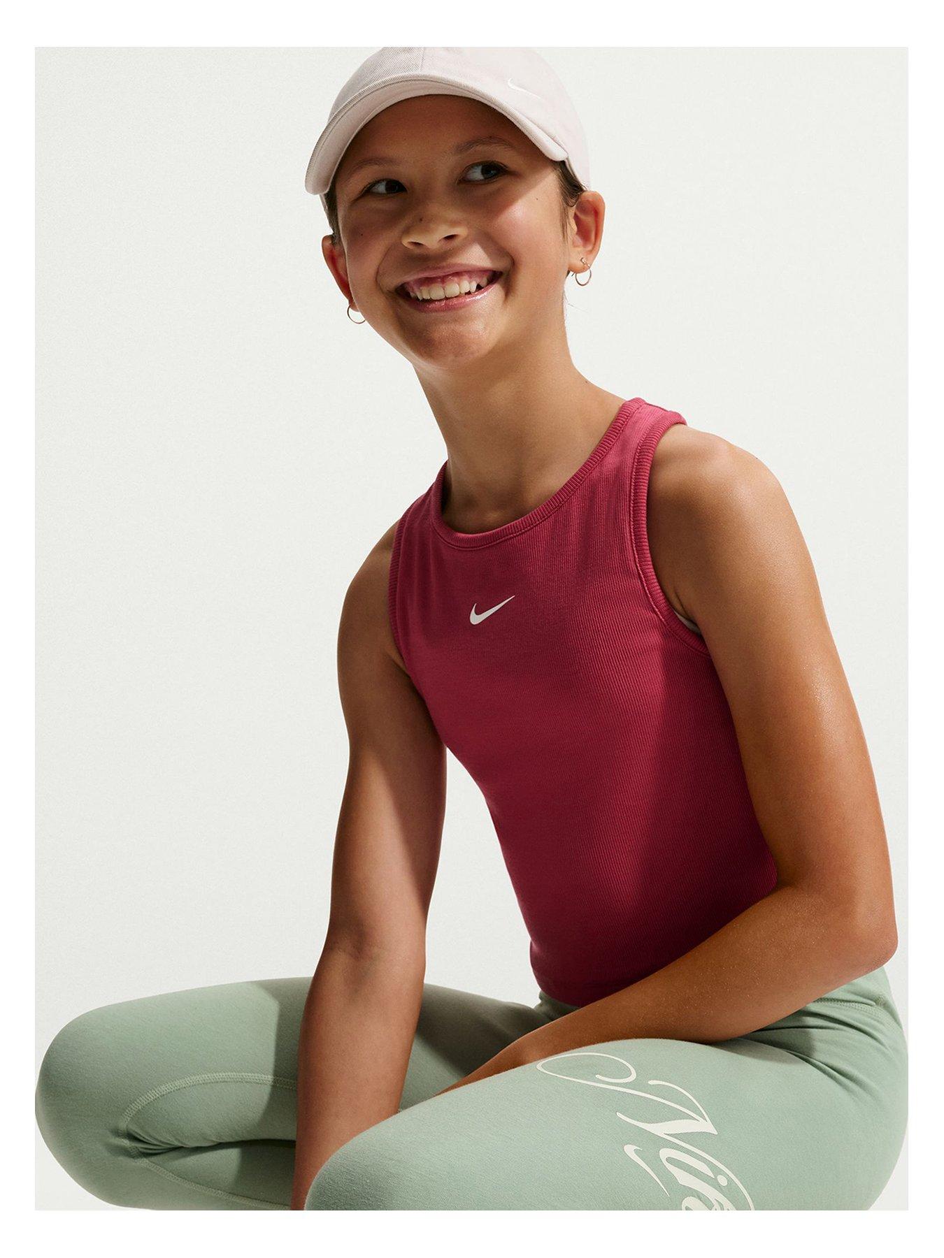 Image 3 of 6 of Nike Kids Older Girls High-Waisted Graphic Leggings &ndash; Green
