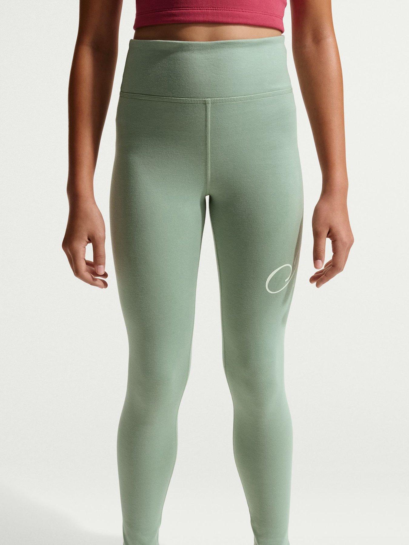 Image 4 of 6 of Nike Kids Older Girls High-Waisted Graphic Leggings &ndash; Green