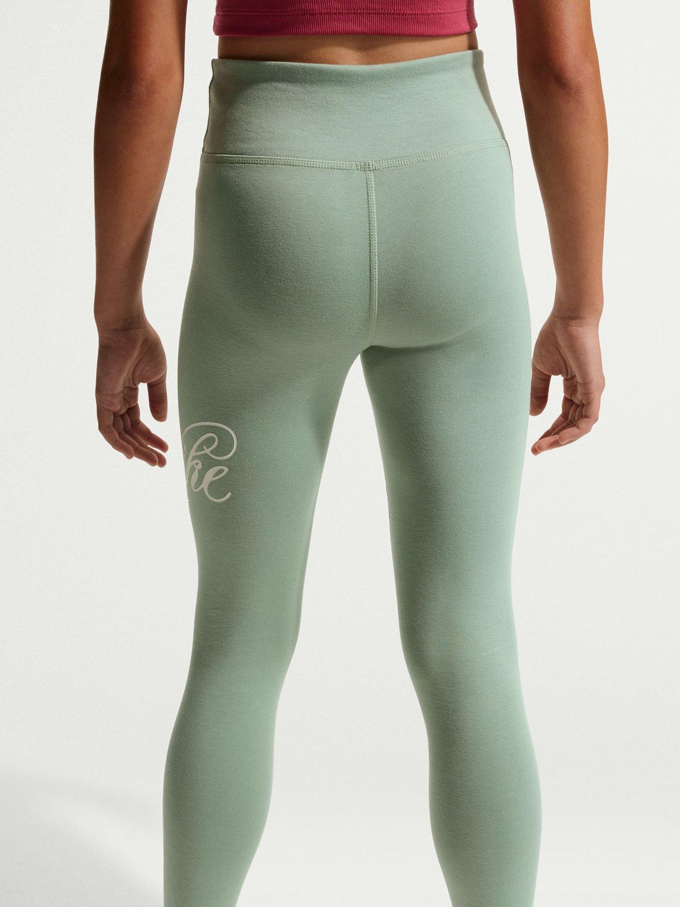 Image 5 of 6 of Nike Kids Older Girls High-Waisted Graphic Leggings &ndash; Green