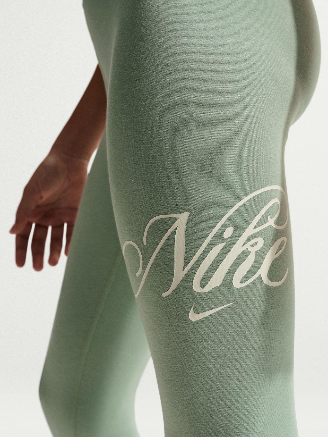 Image 6 of 6 of Nike Kids Older Girls High-Waisted Graphic Leggings &ndash; Green