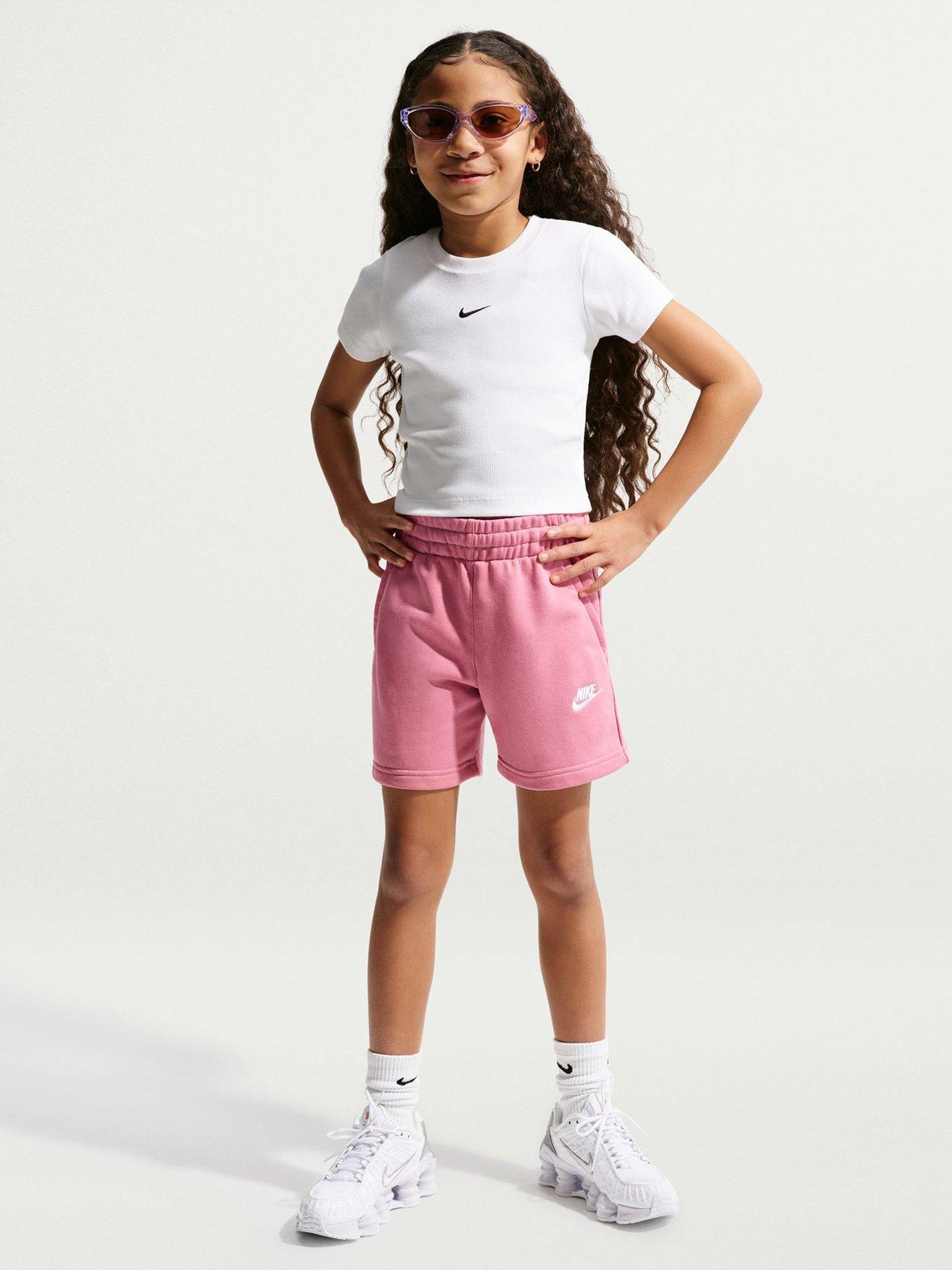 Nike Big Kids Girls Sportswear Club 5 Inch French Terry Shorts - Pink