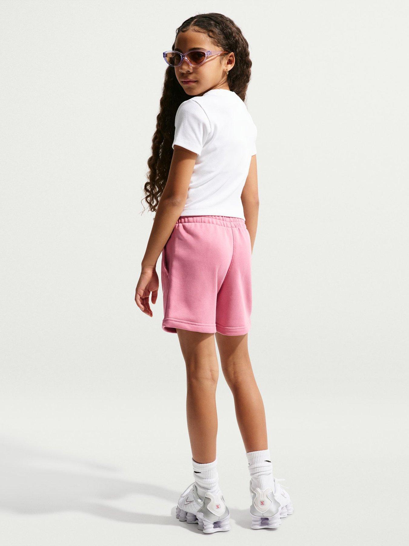 Image 2 of 5 of Nike Big Kids Girls Sportswear Club 5 Inch French Terry Shorts - Pink
