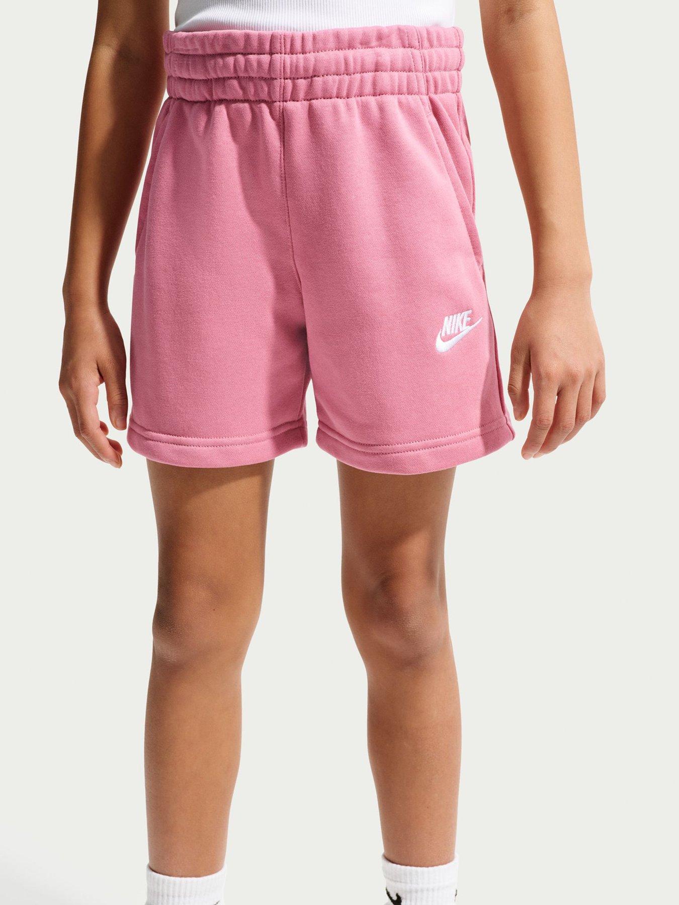 Image 3 of 5 of Nike Big Kids Girls Sportswear Club 5 Inch French Terry Shorts - Pink