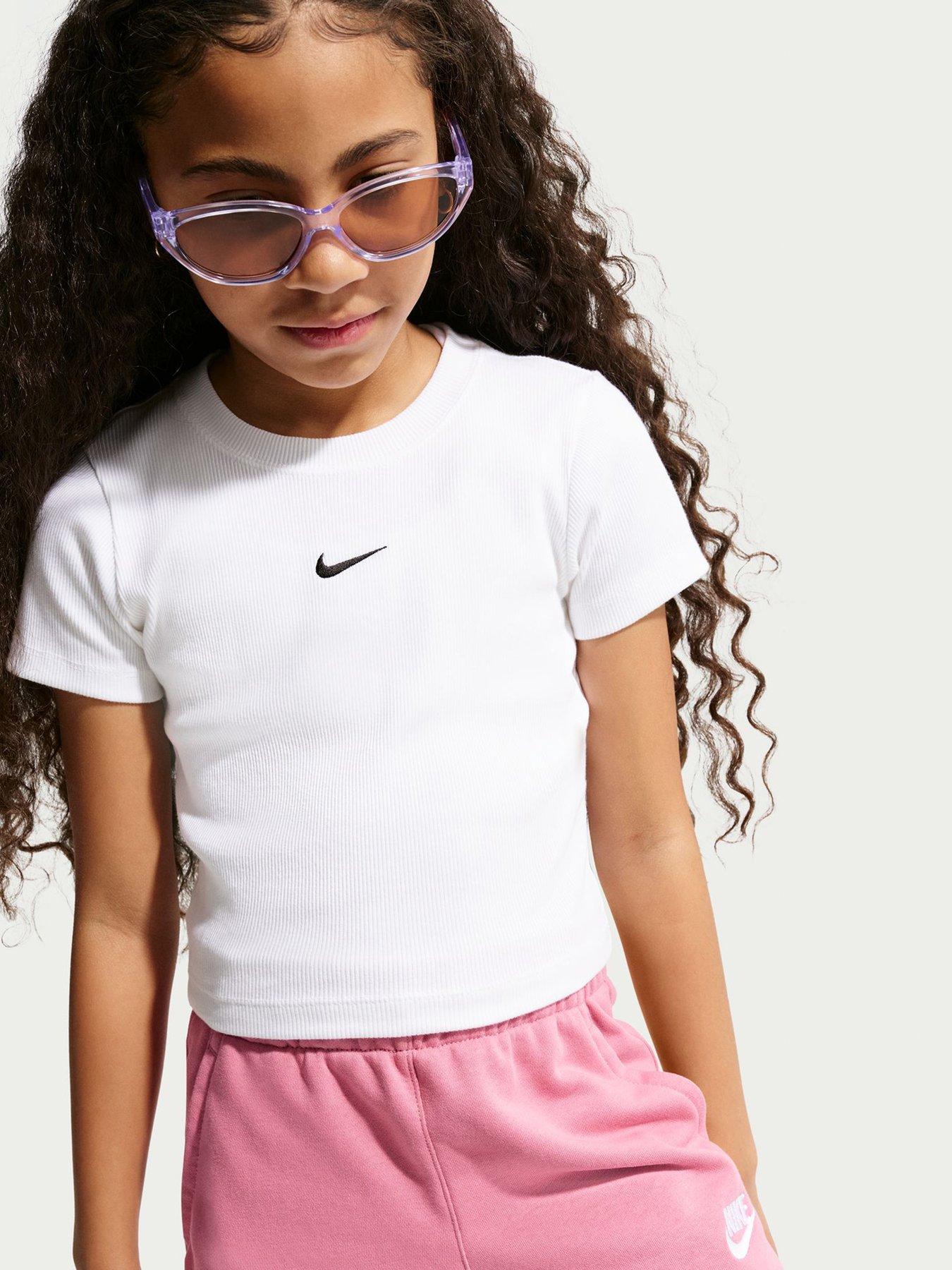 Image 4 of 5 of Nike Big Kids Girls Sportswear Club 5 Inch French Terry Shorts - Pink