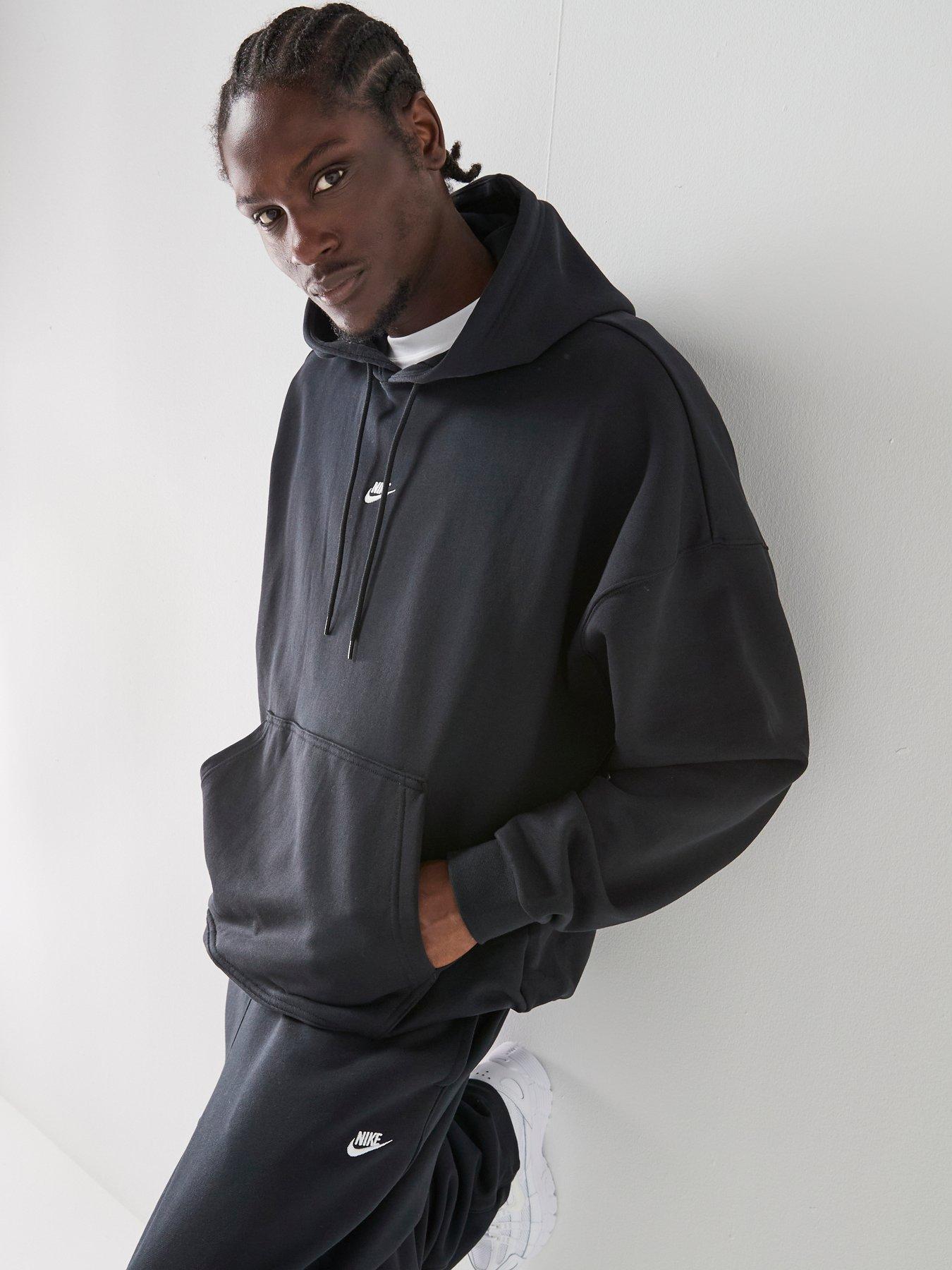 Nike Mens Club French Terry Oversized Pullover Hoodie - Black