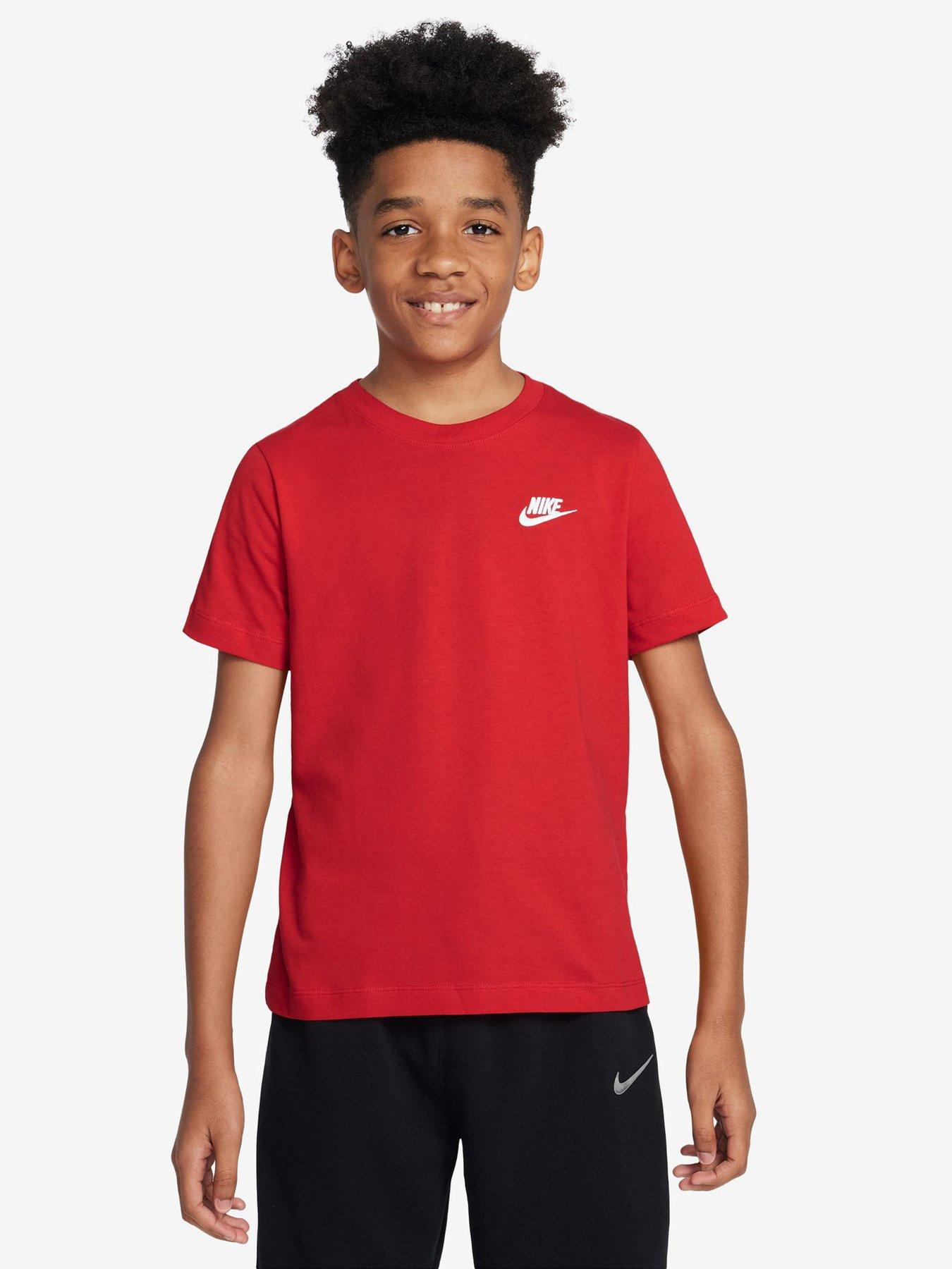 Image 1 of 4 of Nike Big Kids Sportswear Embroidered Futura T-Shirt - Red