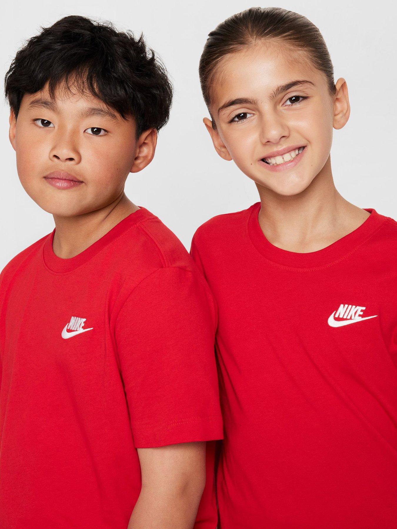 Image 3 of 4 of Nike Big Kids Sportswear Embroidered Futura T-Shirt - Red