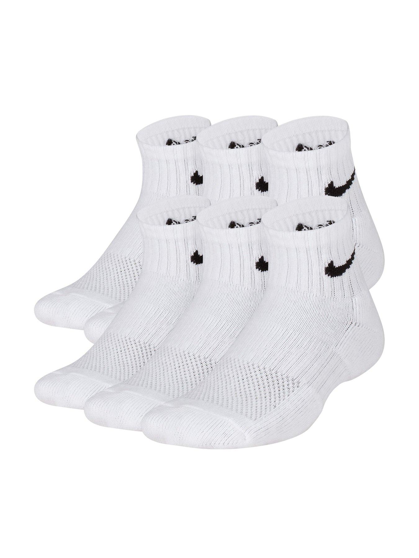 front image of nike-kids-everyday-cushioned-ankle-socks-6-pack-white
