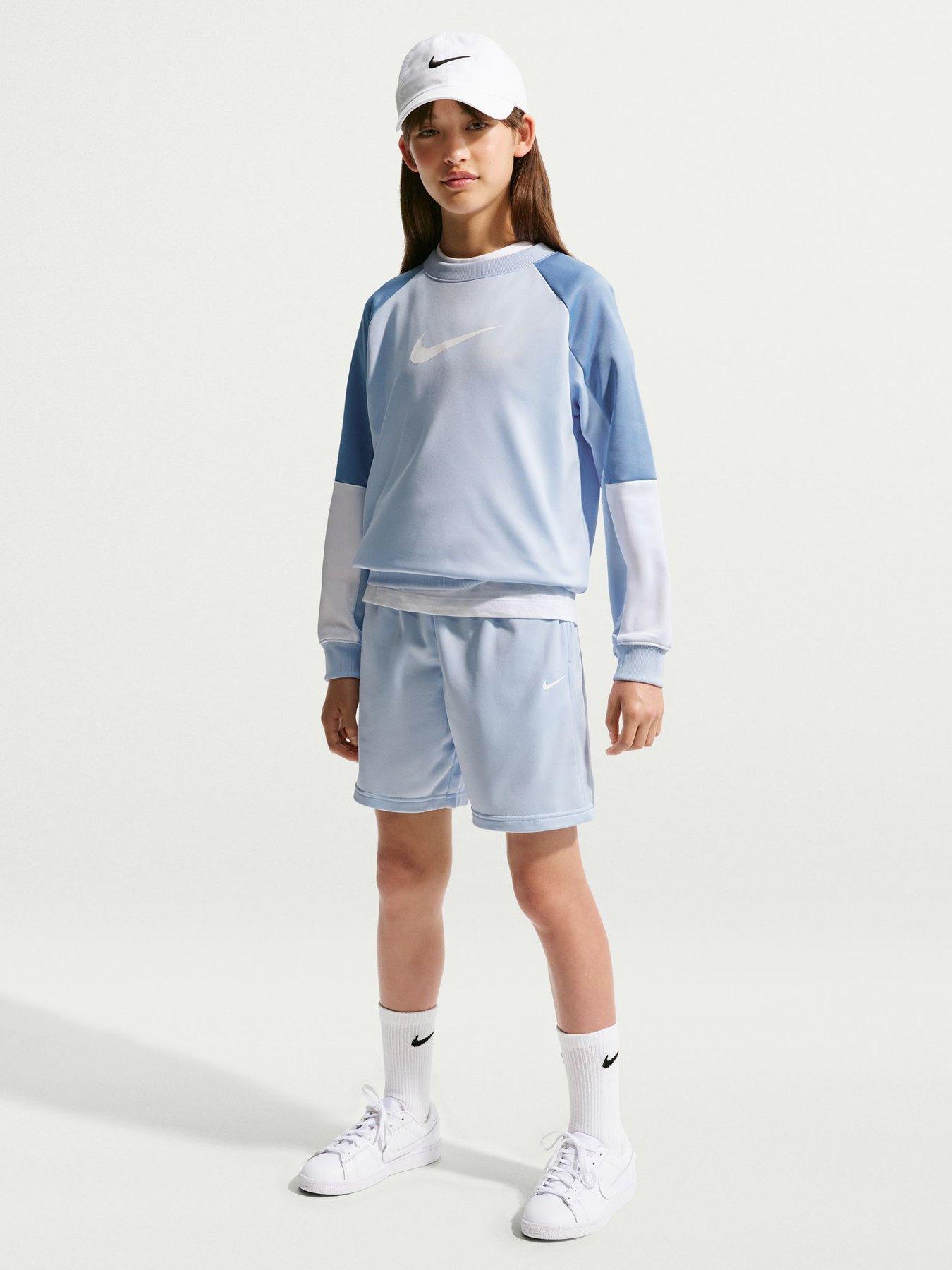 Image 1 of 7 of Nike Older&nbsp;Kids Sportswear Shorts Tracksuit&nbsp;- Blue