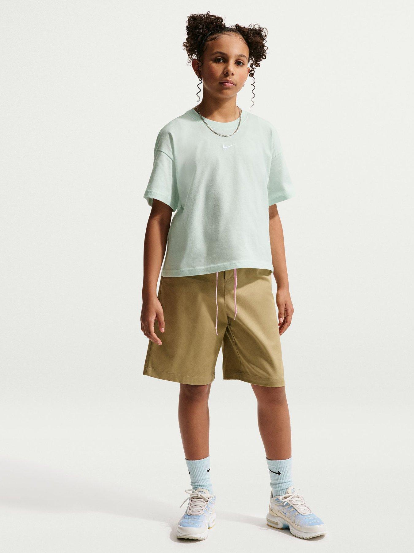 Nike Big Kids Girls Sportswear Boxy Essential T-Shirt - Green