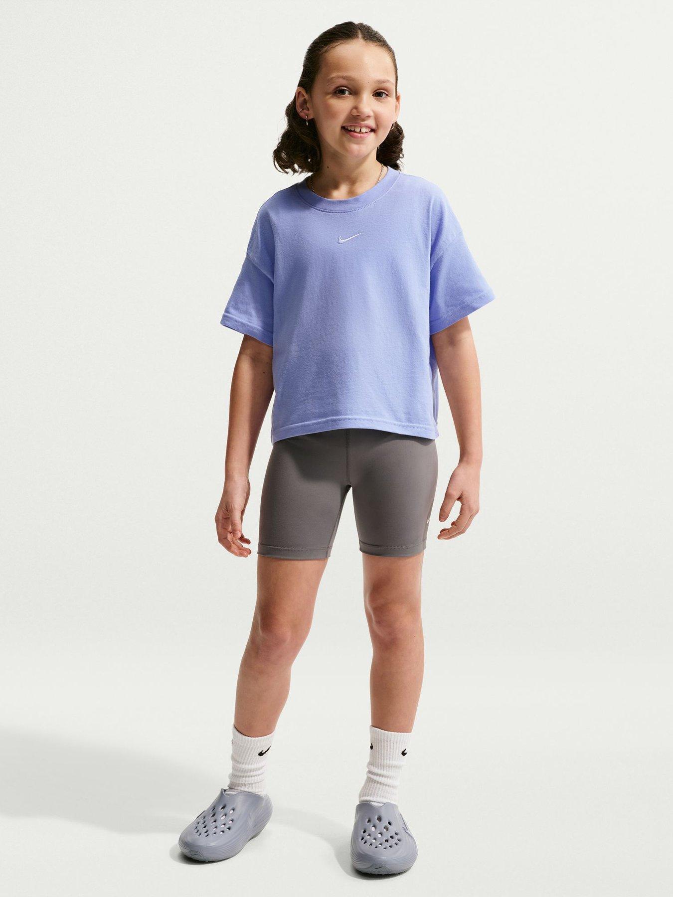 Image 1 of 5 of Nike Big Kids Girls Sportswear Boxy Essential T-Shirt - Blue