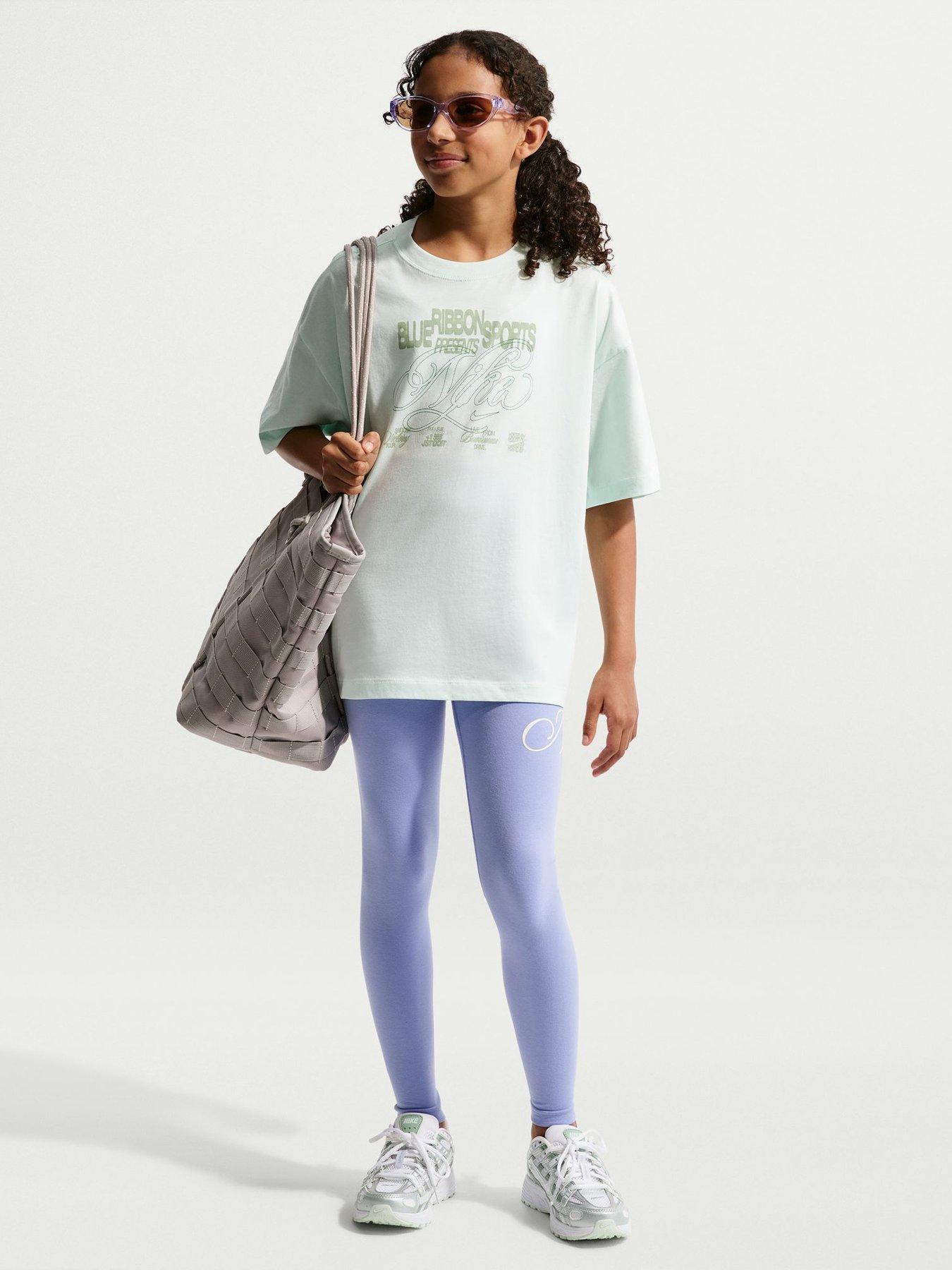 Nike Sportswear Classic Big Kids (Girls) High-Waisted Graphic Leggings - Purple
