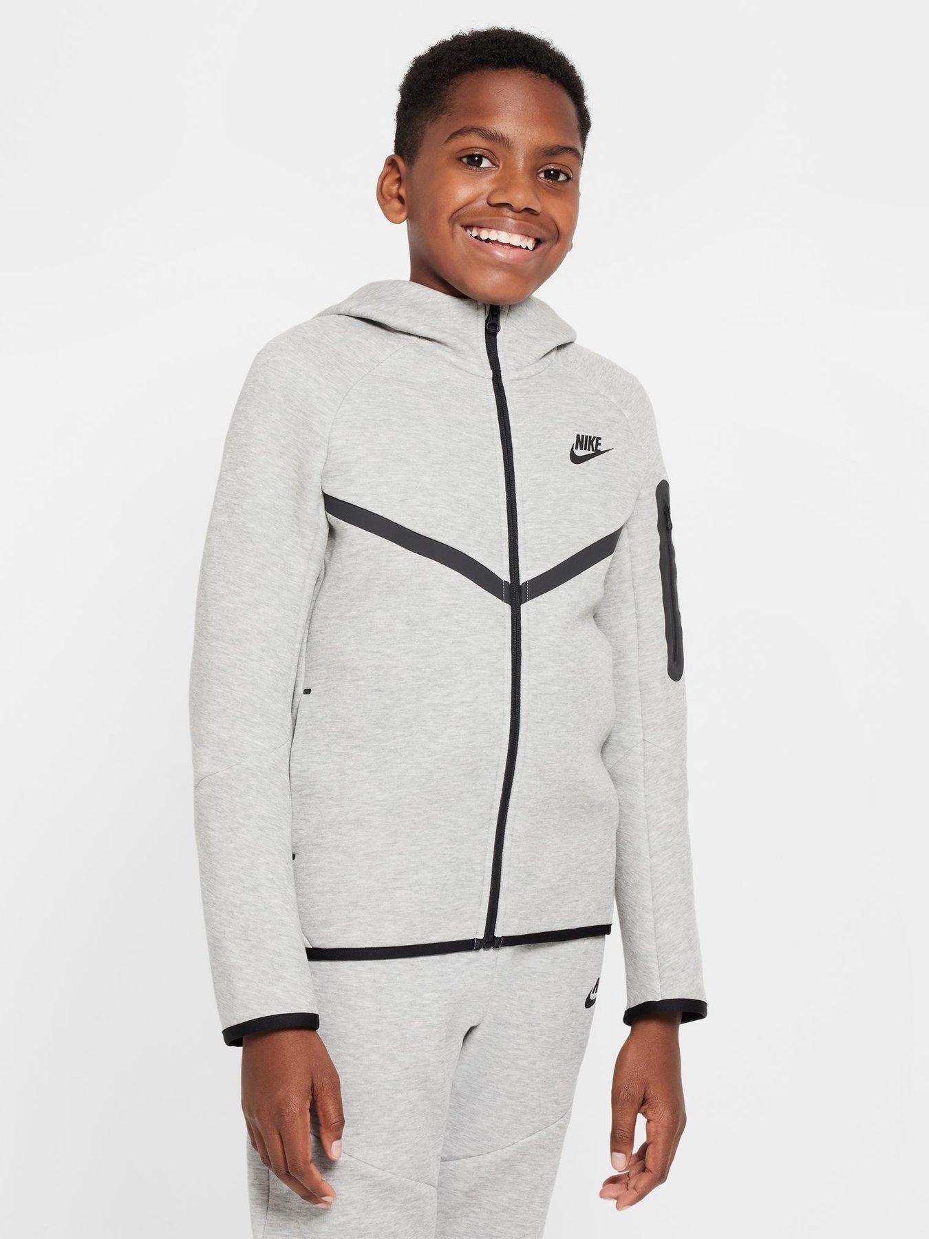 Nike Big Kids Tech Fleece Full Zip Hoodie - Grey