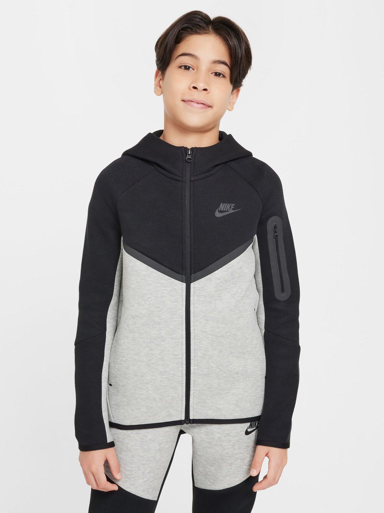 Nike Big Kids Tech Fleece Full Zip Hoodie - Black