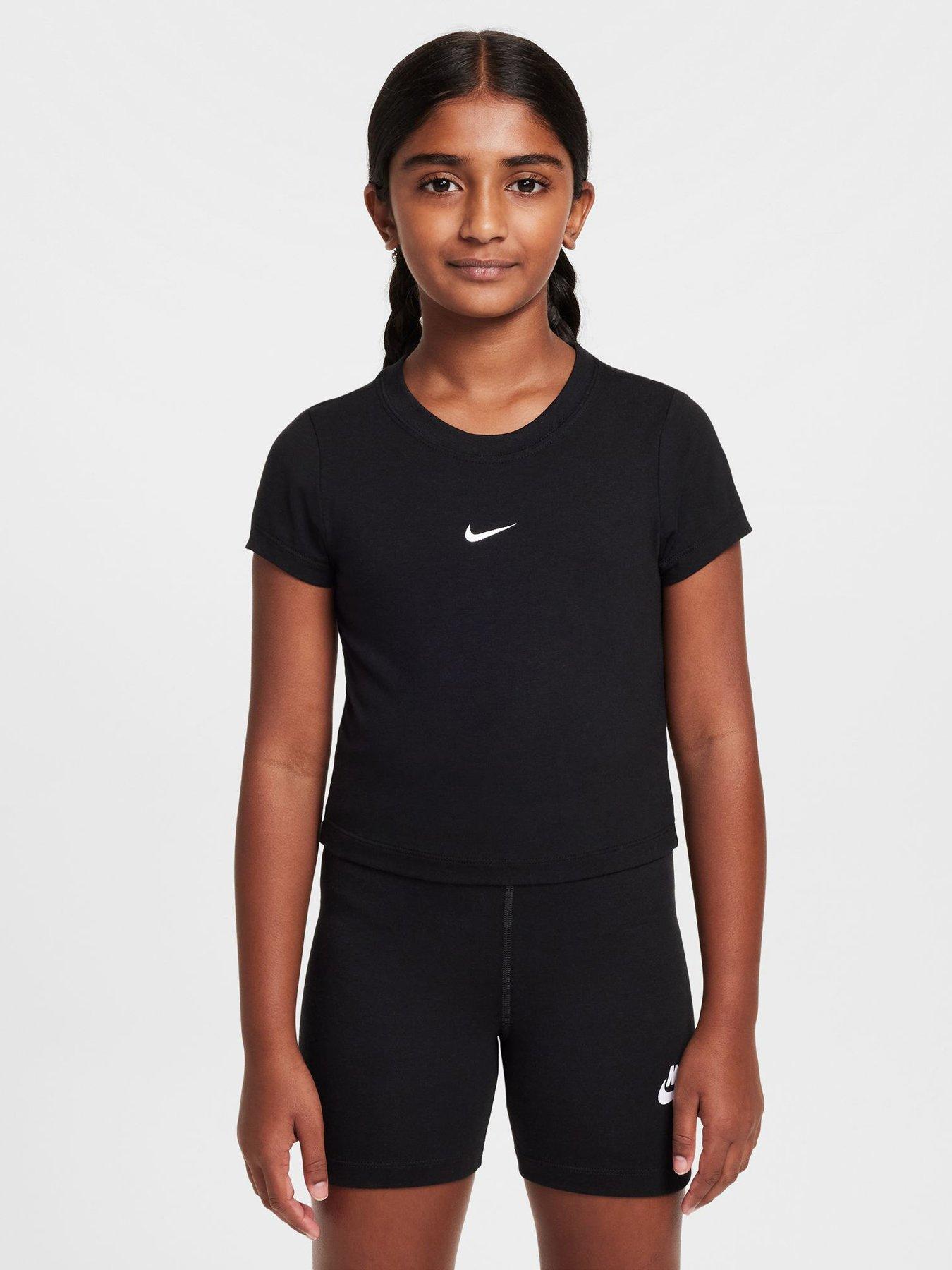 Nike Big Kids Girls Sportswear Cropped T-Shirt - Black