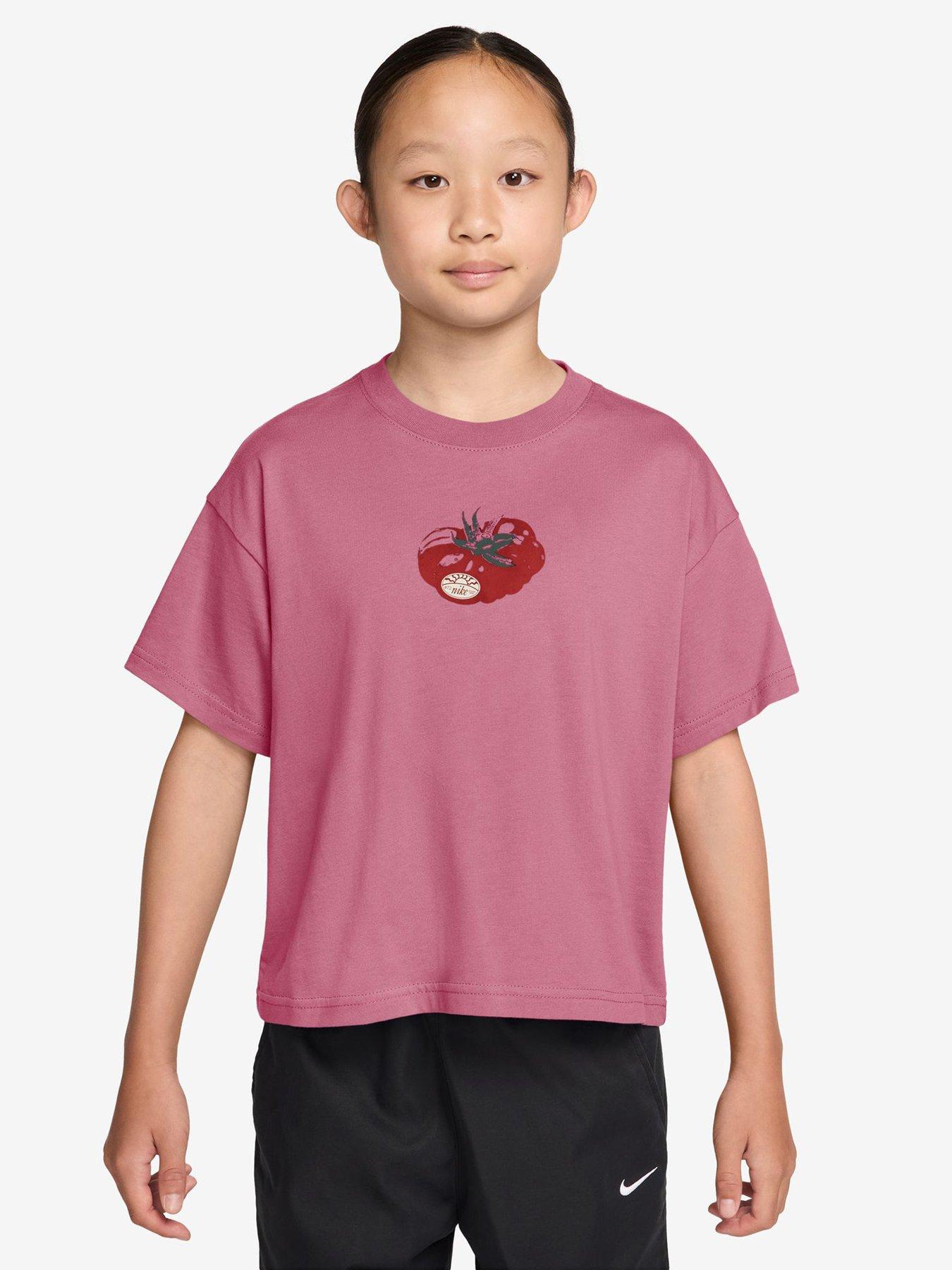 Nike Big Kids Girls Sportswear Boxy Tomato T-Shirt - Pink