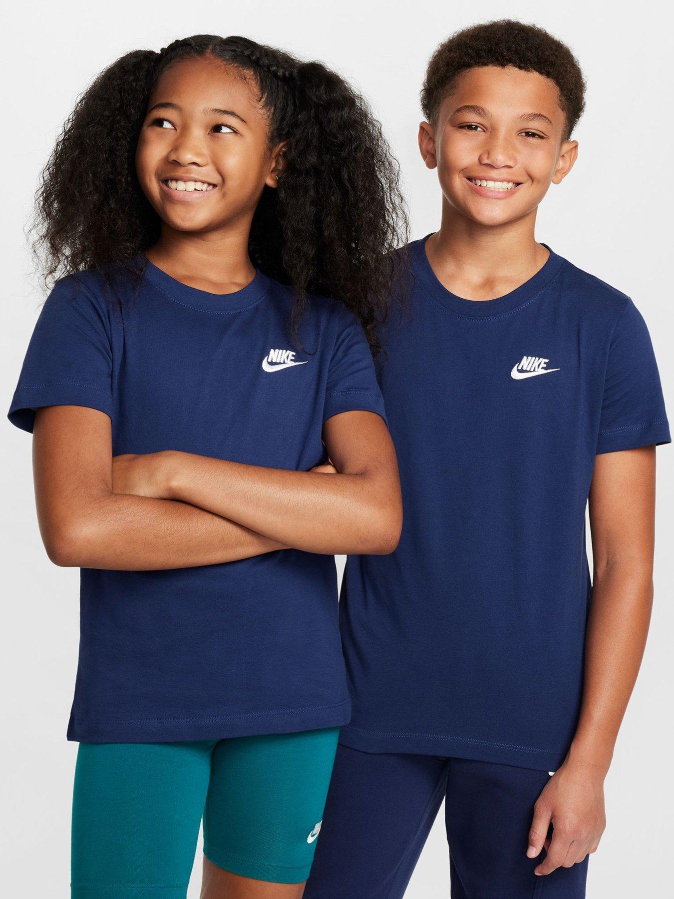 Nike Big Kids Sportswear Embroidered Futura T-Shirt - Blue