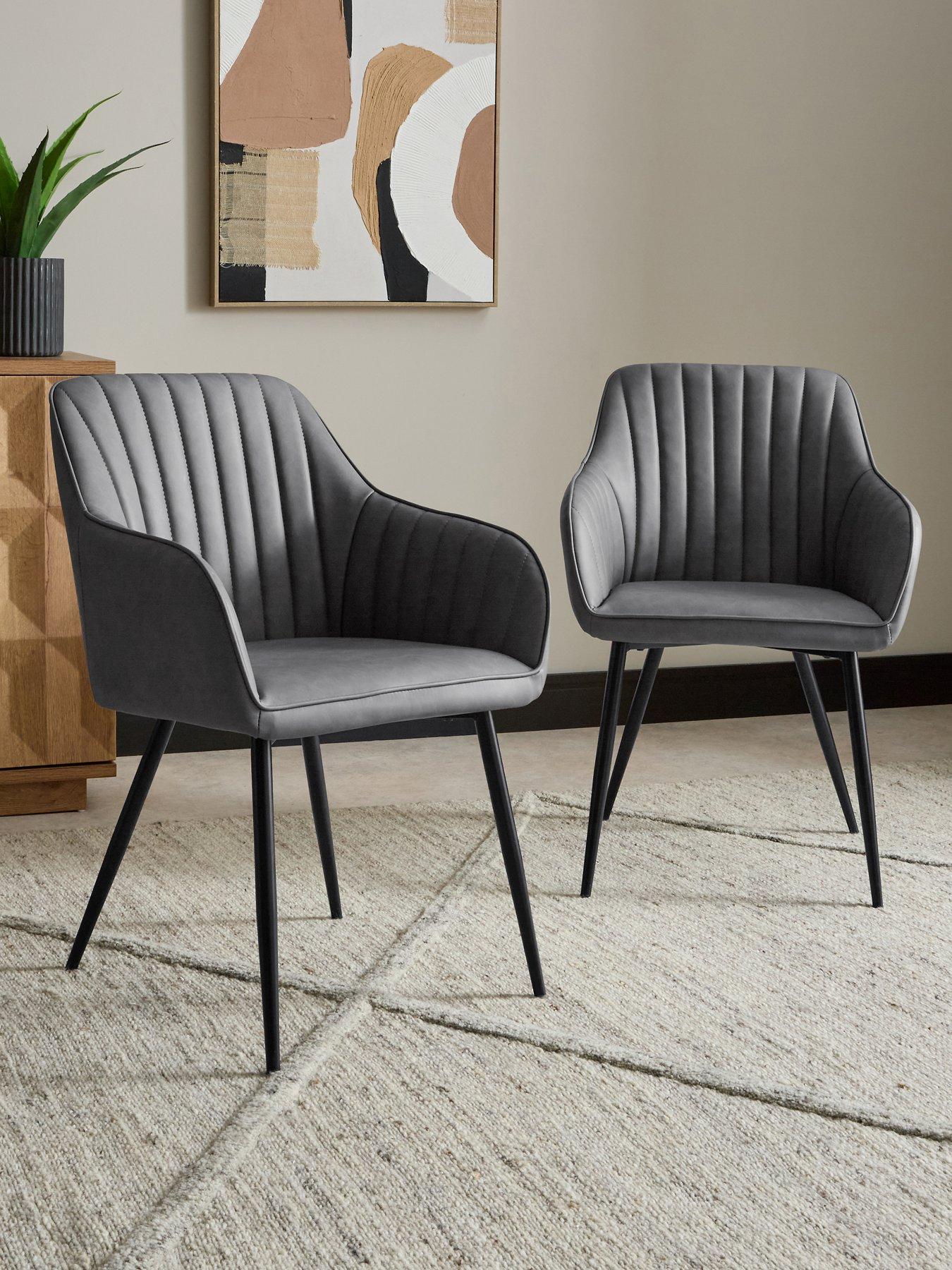 The Very Collection Alisha Pair Of Dining Chairs Faux Leather - Dark Grey - FSC® Certified