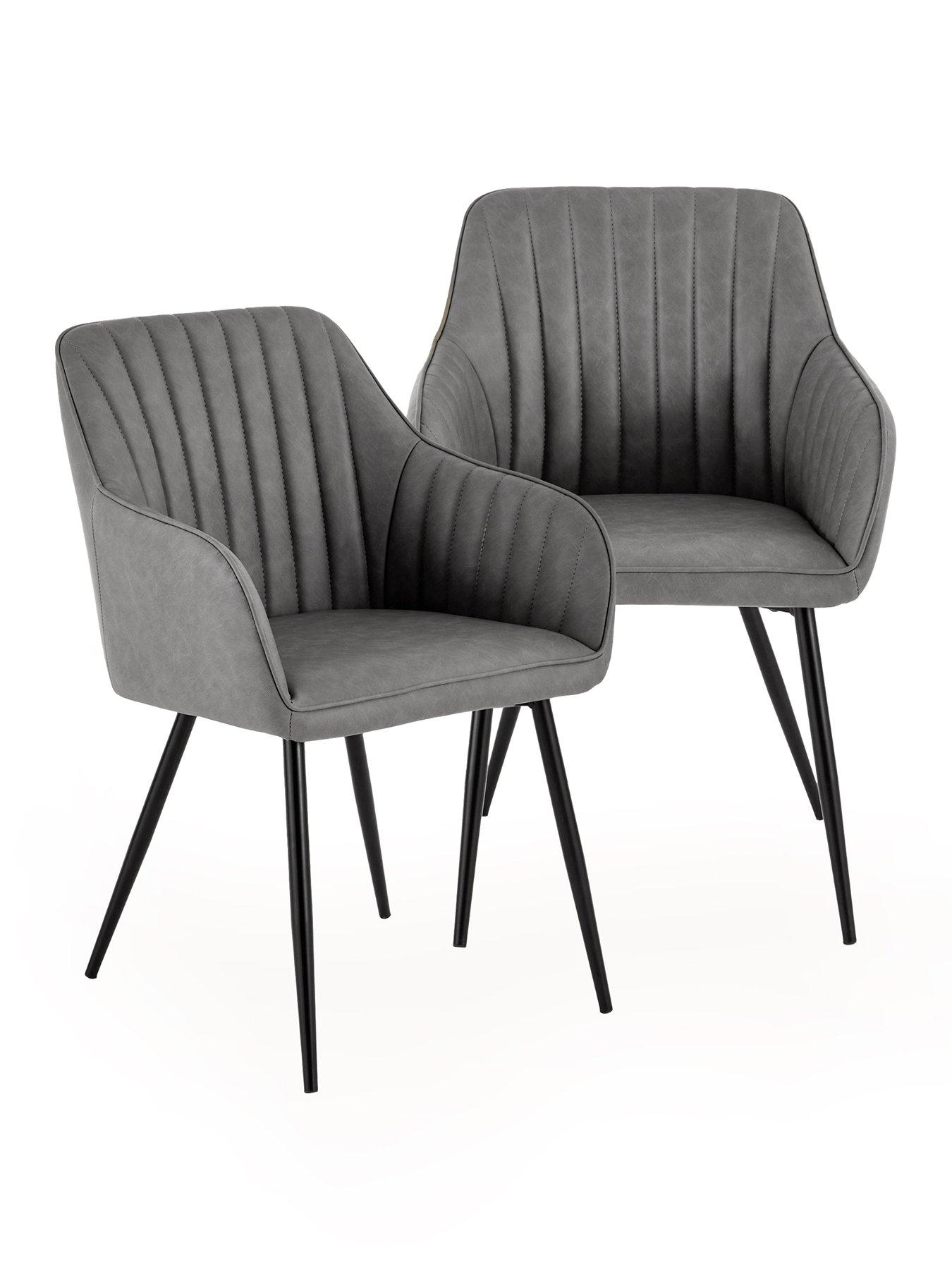 Image 2 of 7 of The Very Collection Alisha Pair Of Dining Chairs Faux Leather - Dark Grey - FSC&reg; Certified