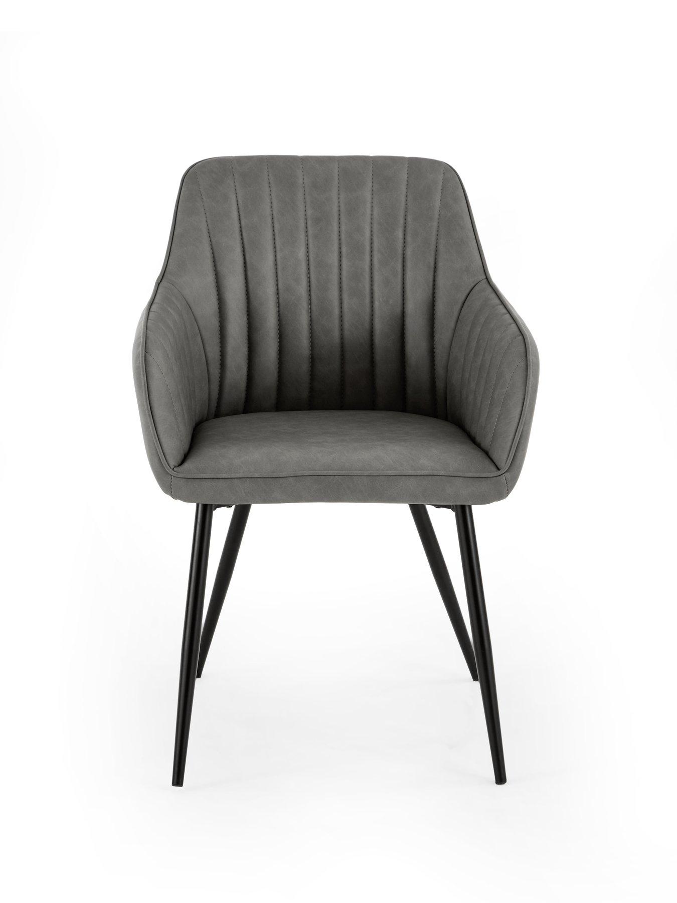 Image 3 of 7 of The Very Collection Alisha Pair Of Dining Chairs Faux Leather - Dark Grey - FSC&reg; Certified