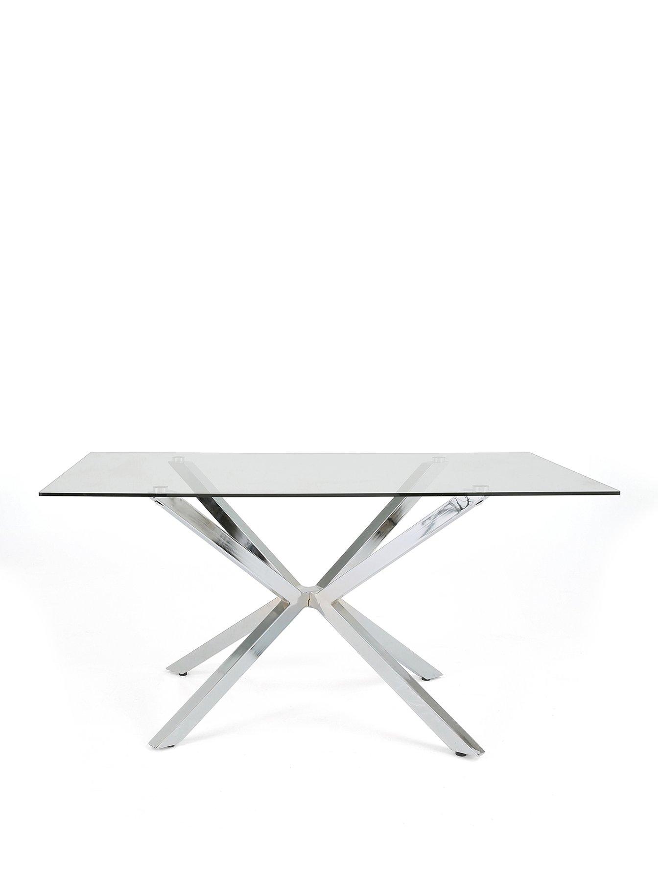 Image 2 of 6 of The Very Collection Chopstick Chrome 160cm Rectangular Glass Top&nbsp;Dining Table