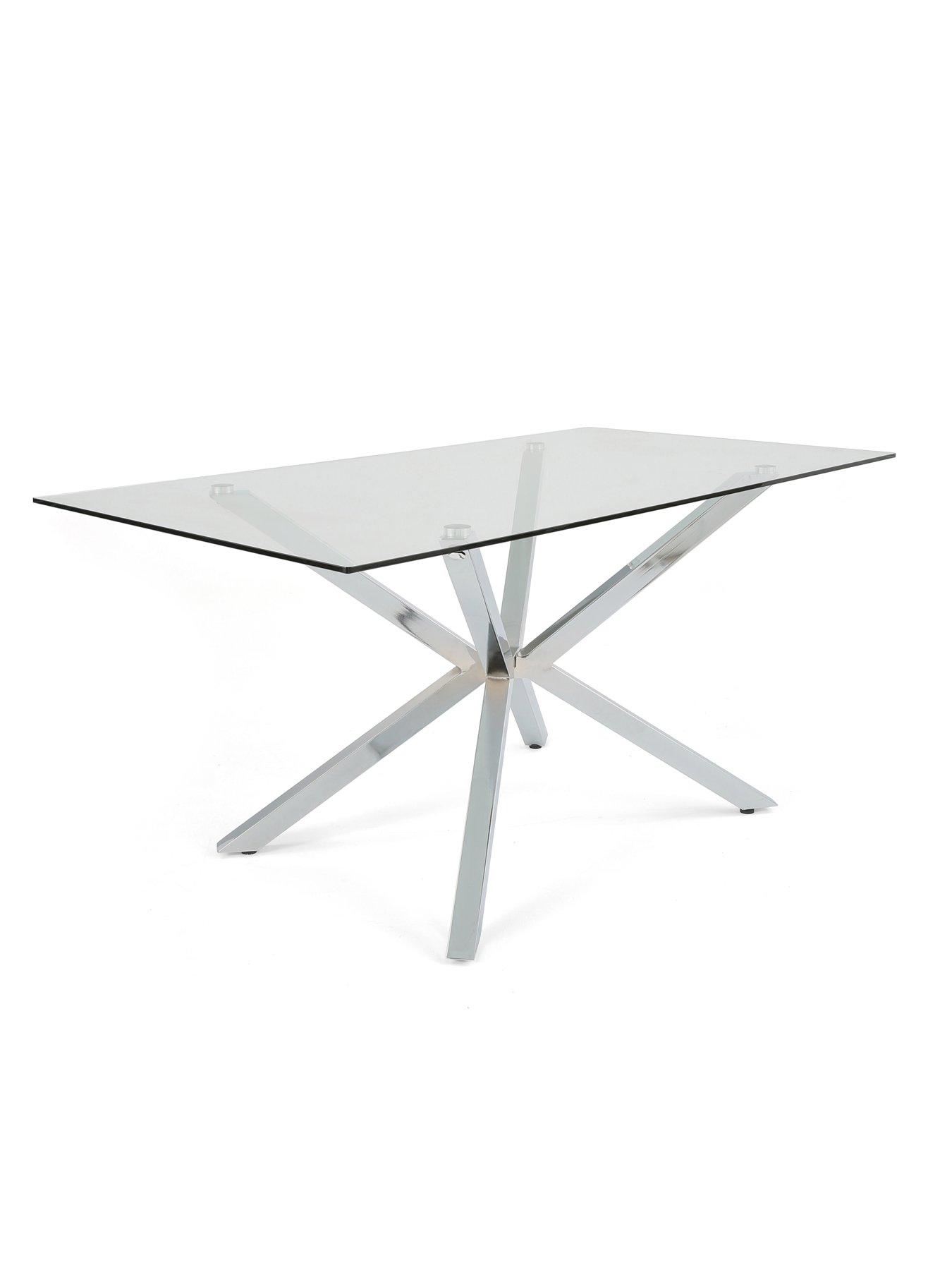 Image 3 of 6 of The Very Collection Chopstick Chrome 160cm Rectangular Glass Top&nbsp;Dining Table