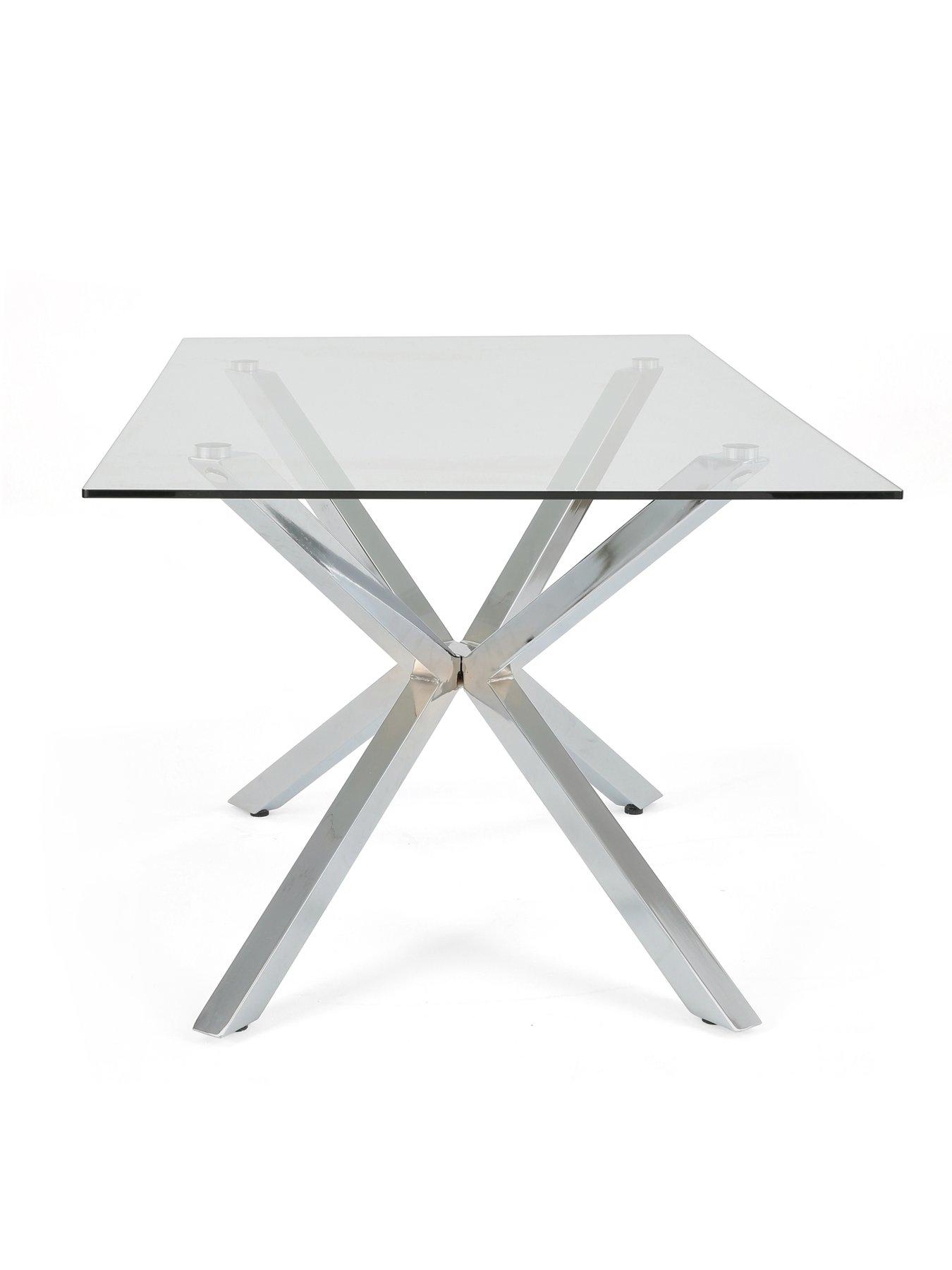 Image 4 of 6 of The Very Collection Chopstick Chrome 160cm Rectangular Glass Top&nbsp;Dining Table