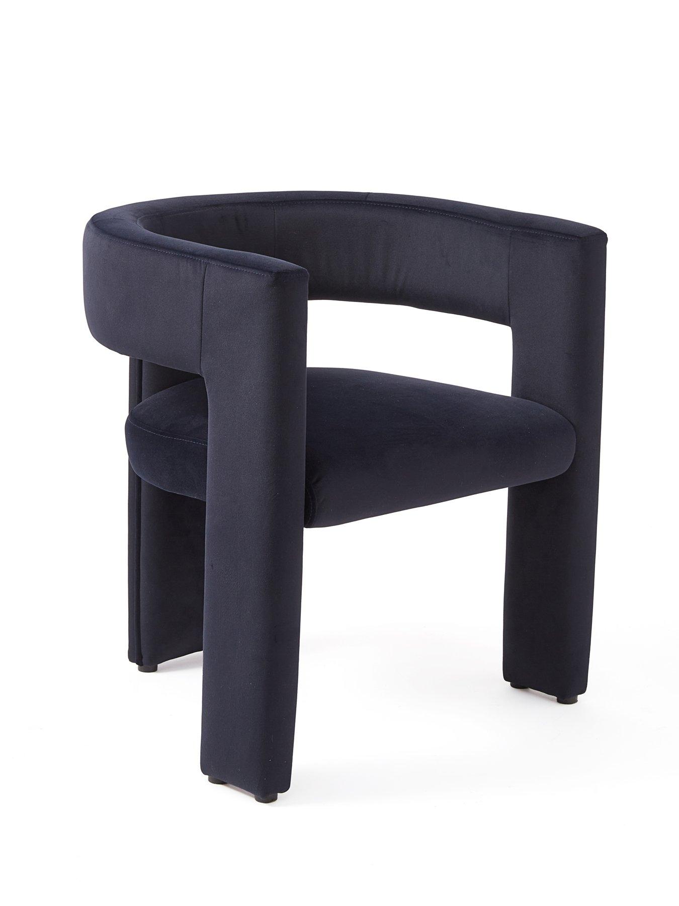 Image 3 of 5 of The Very Collection Nell Velvet Dining Chair - Navy - FSC&reg; Certified