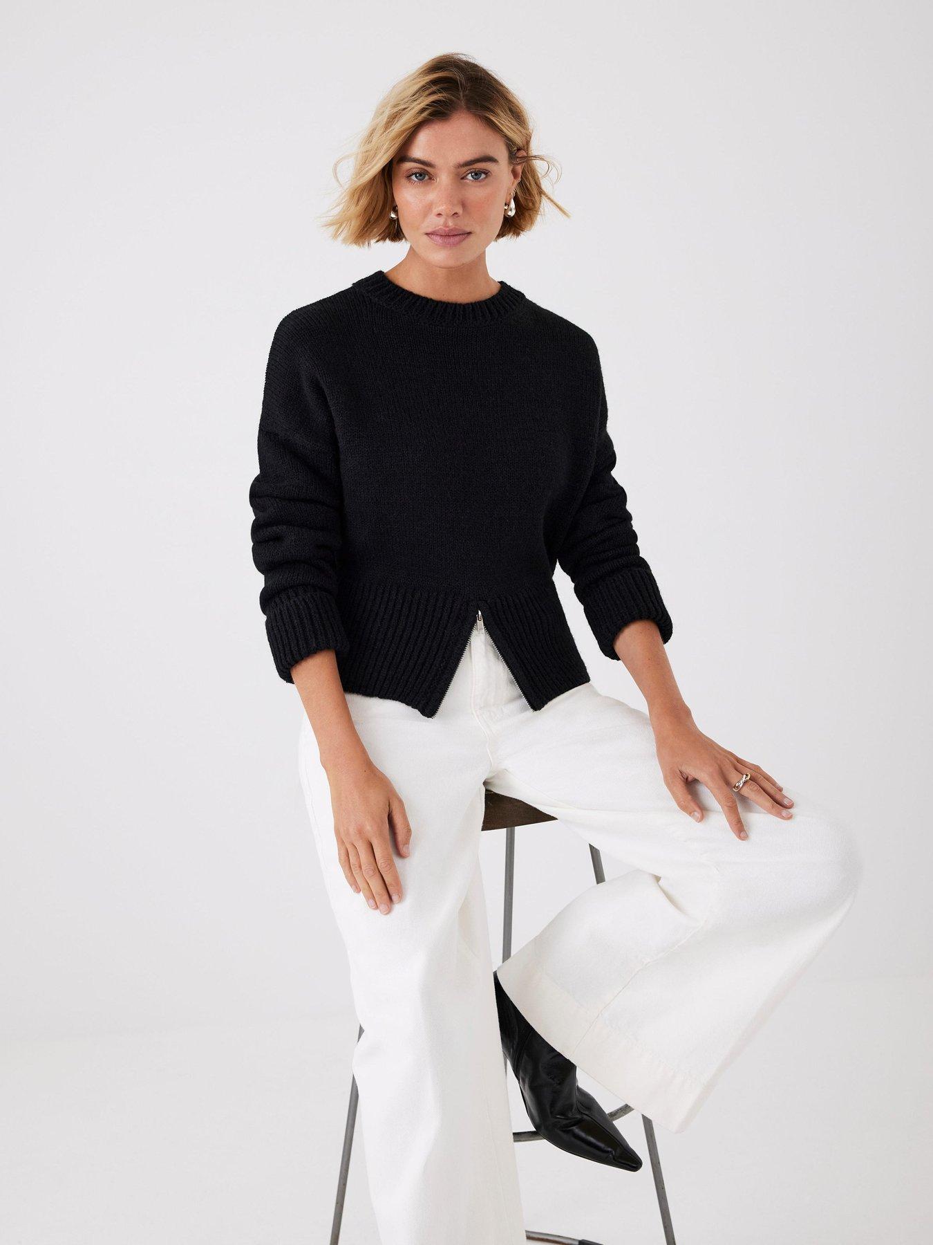  image of mint-velvet-zip-hem-jumper-black