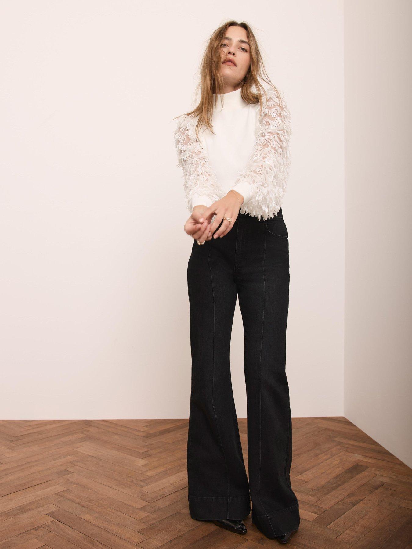 Mint Velvet Ivory Fringe Sleeve Jumper - White