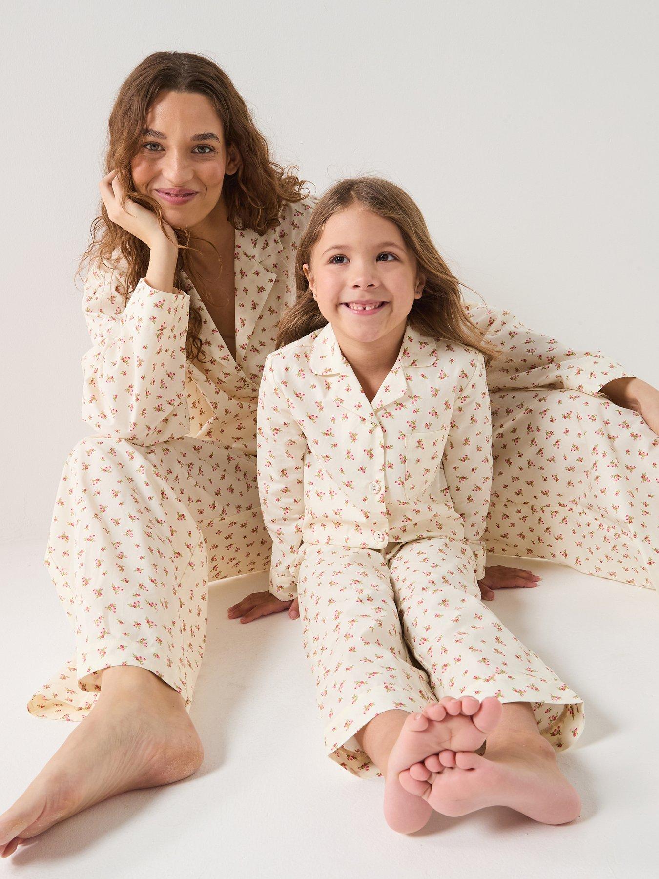 Image 1 of 6 of Michelle Keegan Mini Me&nbsp;Ditsy Print Revere Cotton Pyjamas - Print