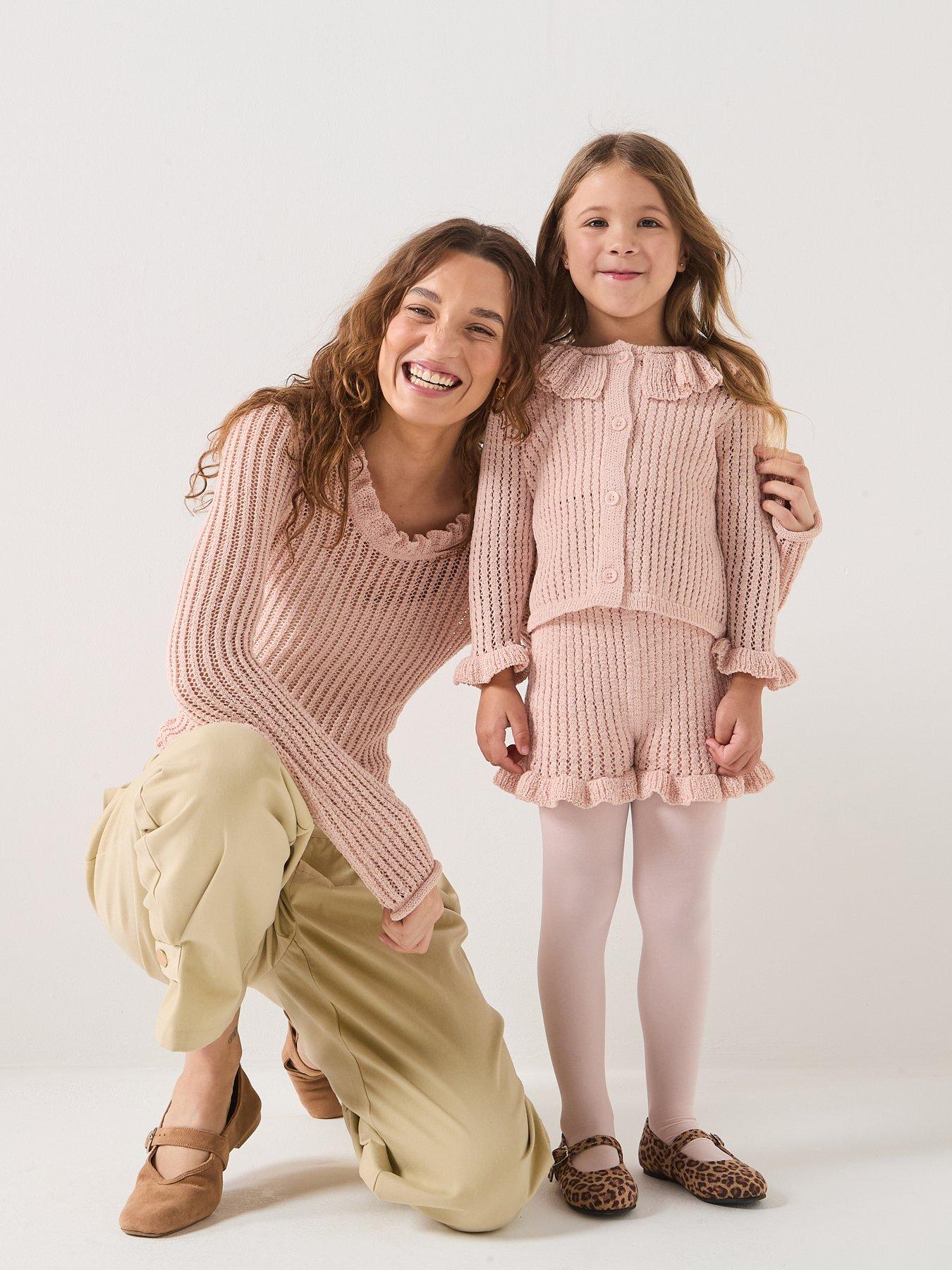 Michelle Keegan Mini Me Frill Neck Cardigan  &  Shorts Set - Pink