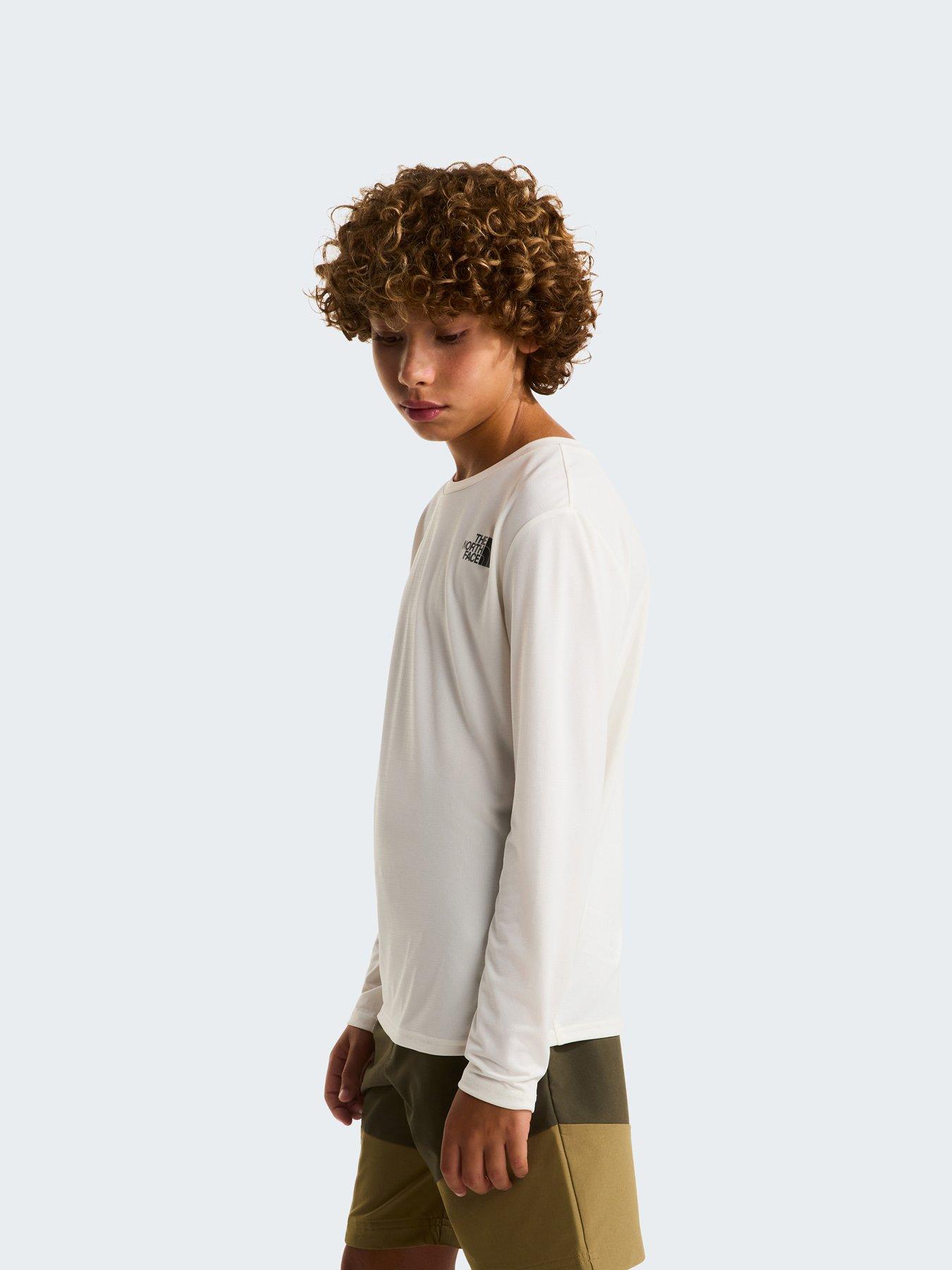 Image 1 of 5 of The North Face Junior Boys 24/7 Long Sleeve T-Shirt - White