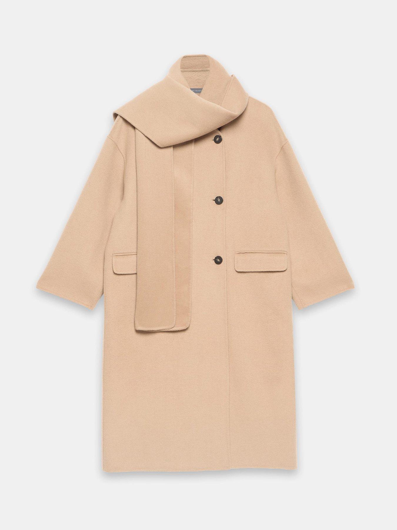  image of mint-velvet-tan-hand-finished-scarf-coat-brown