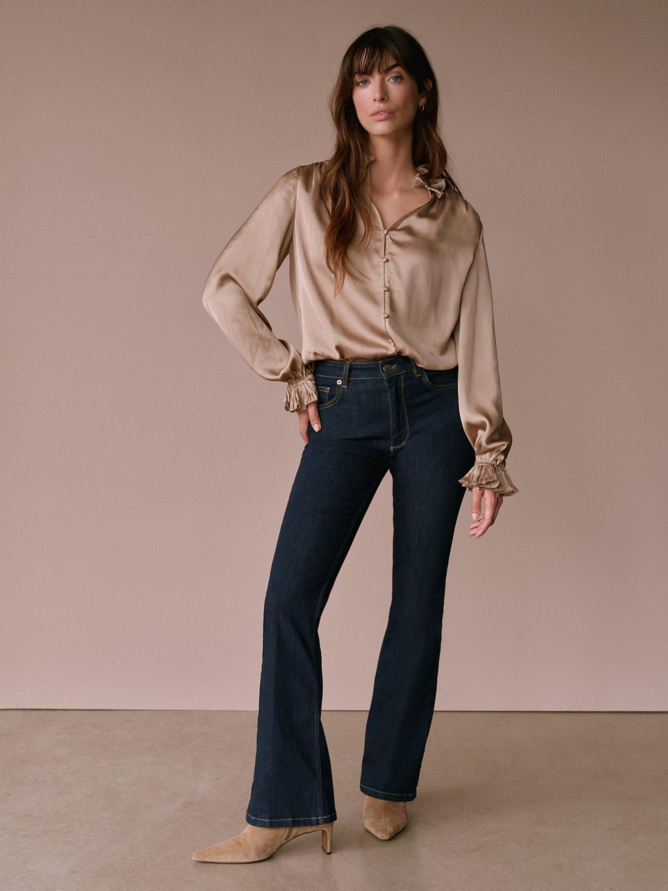  image of mint-velvet-pleat-satin-blouse-gold