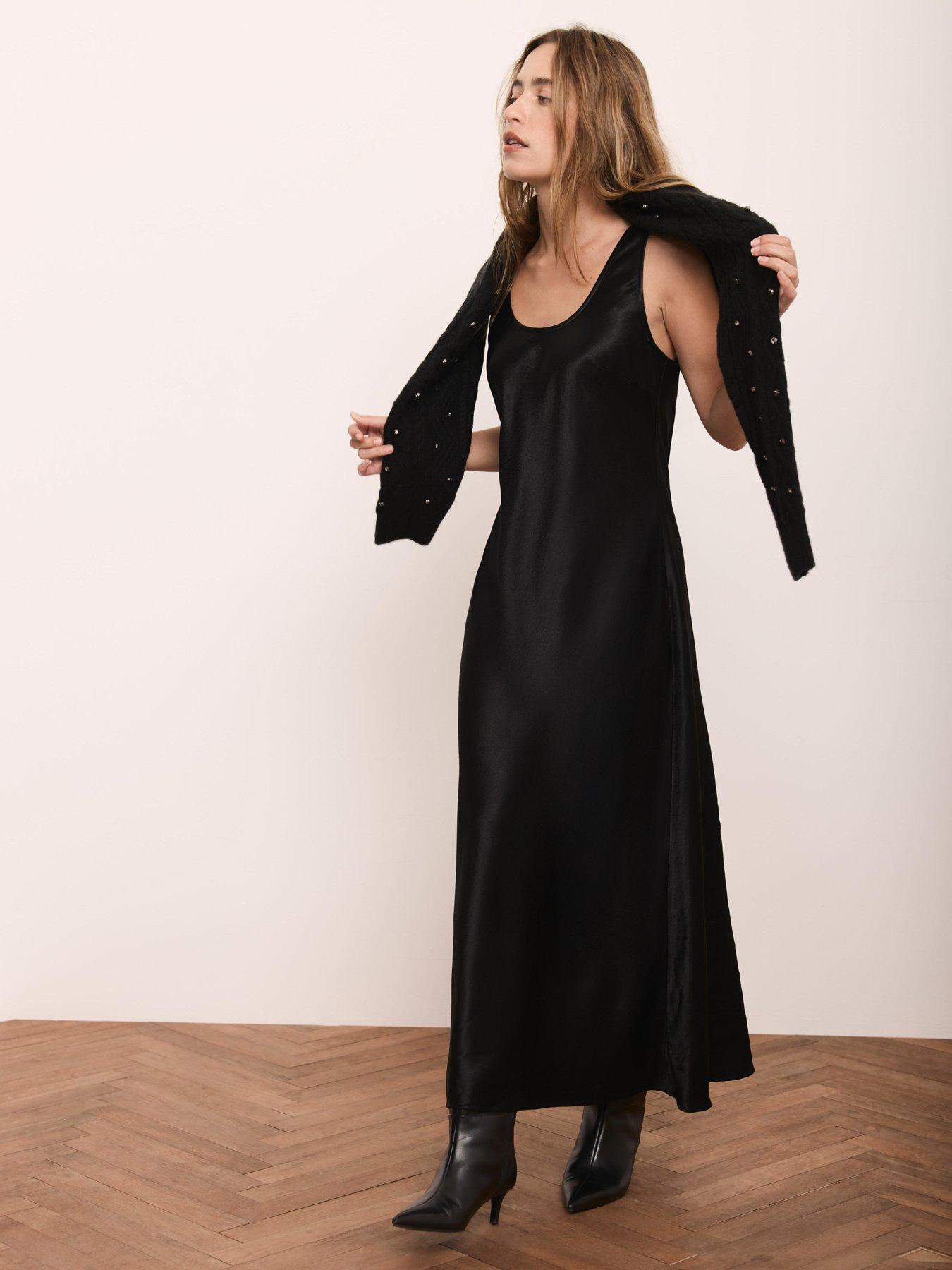  image of mint-velvet-embellished-knit-dress-black