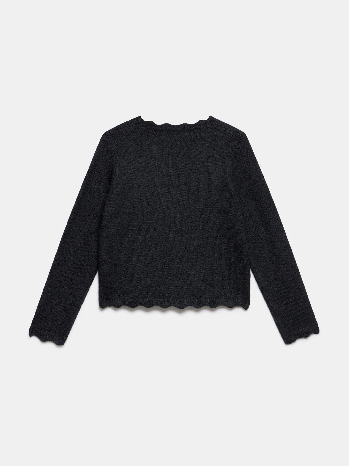  image of mint-velvet-cosy-scallop-cardigan-black