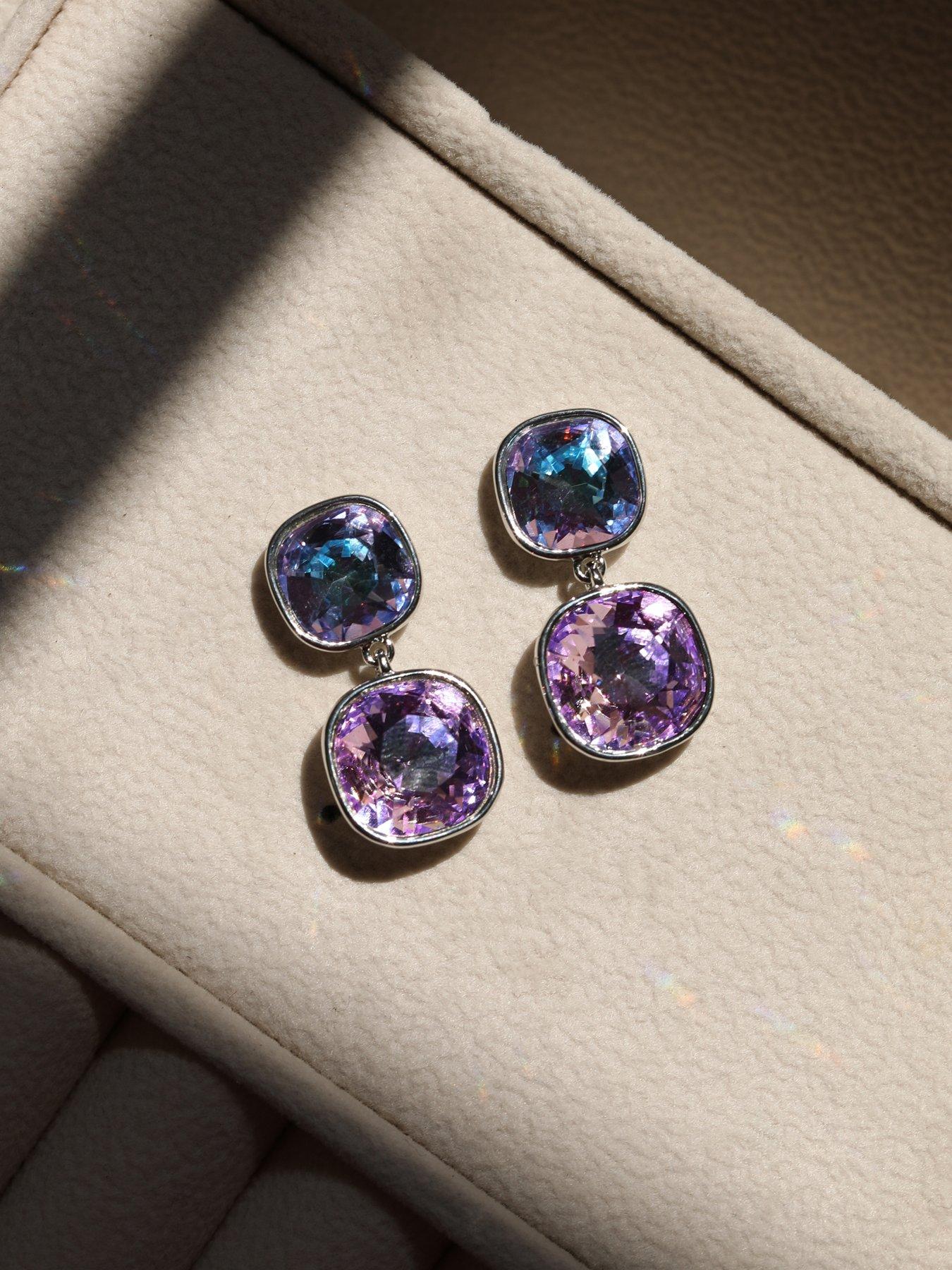  image of jon-richard-rhodium-plated-and-crystal-vitrail-drop-earrings