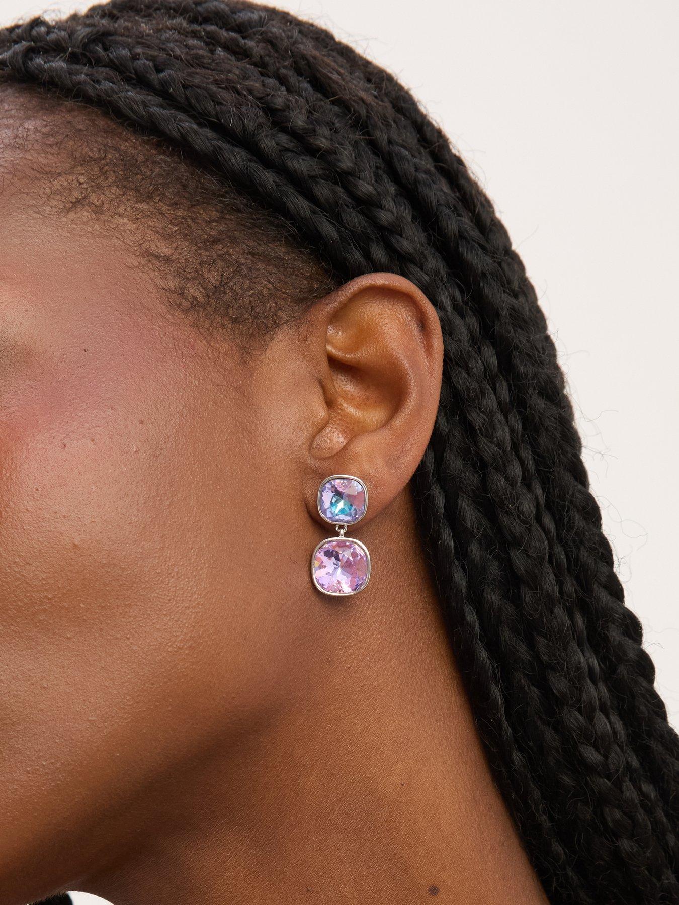  image of jon-richard-rhodium-plated-and-crystal-vitrail-drop-earrings