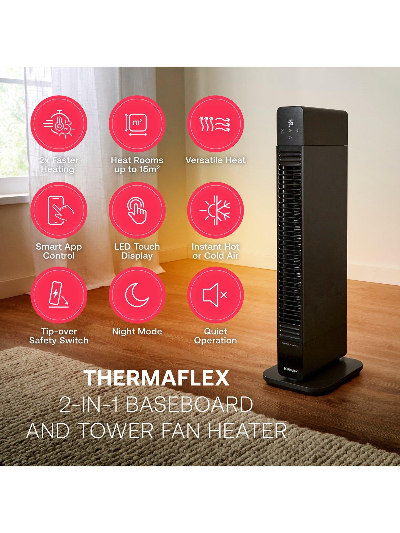 Image 7 of 8 of Dimplex ThermaFlex 2-in-1 Smart Baseboard and Tower Fan Convector Heater, WiFi, Eco Mode, 7 Day Timer, DXDC22