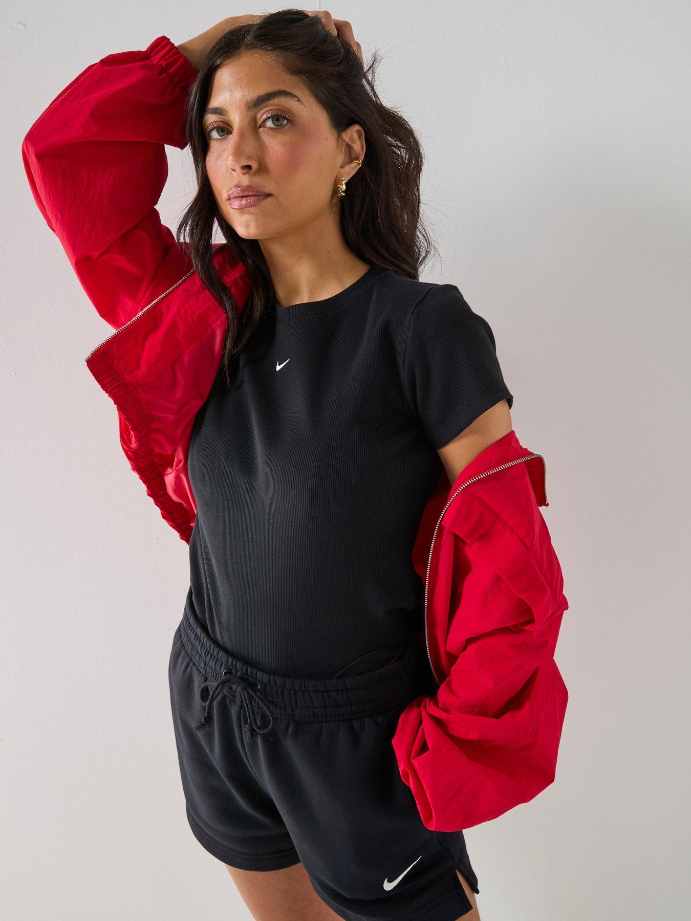 Nike Womens Sportswear Rib Tight Short Sleeve T-Shirt - Black