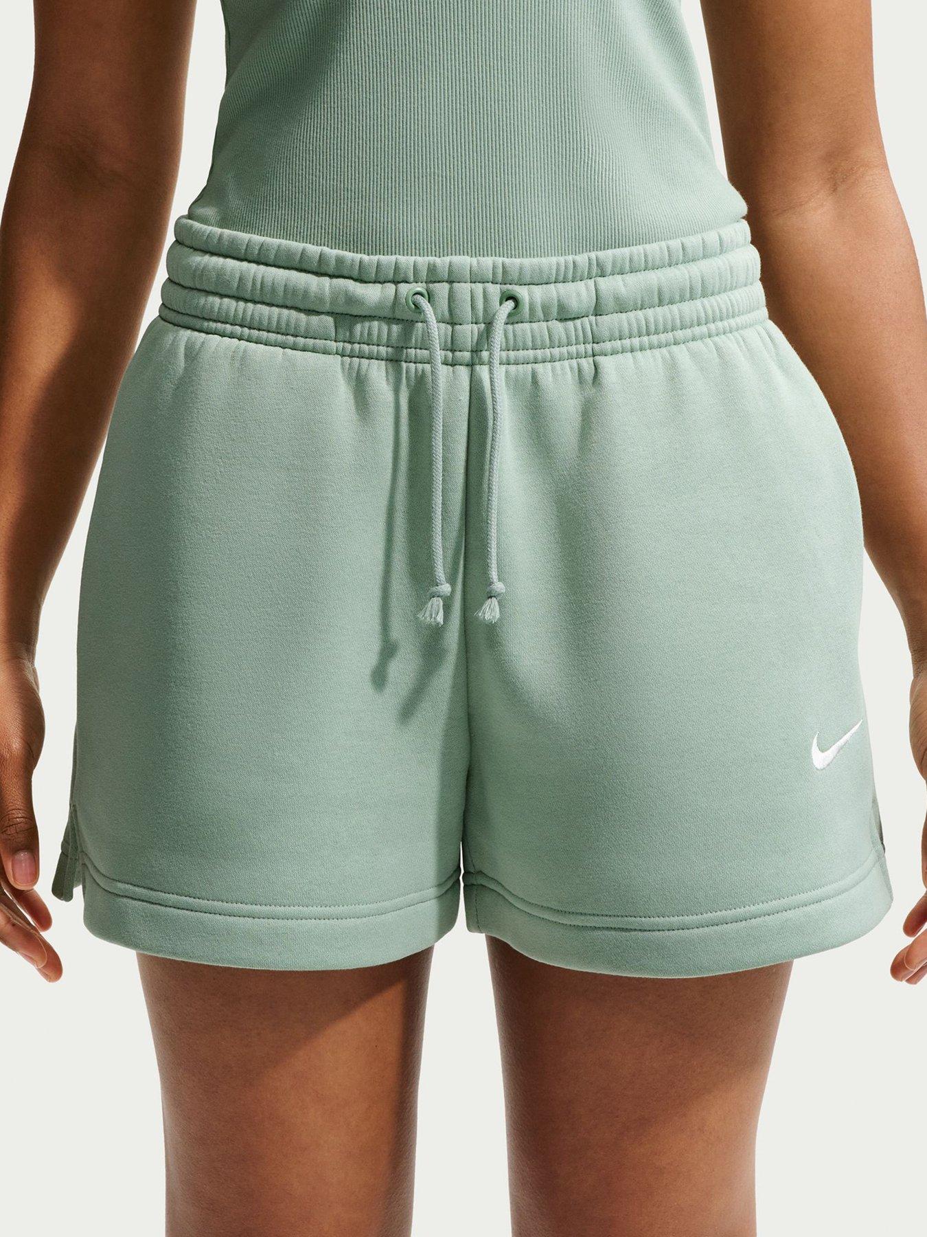 Image 1 of 5 of Nike Womens Sportswear Phoenix Fleece Mid Rise 4 Inch Shorts - Green