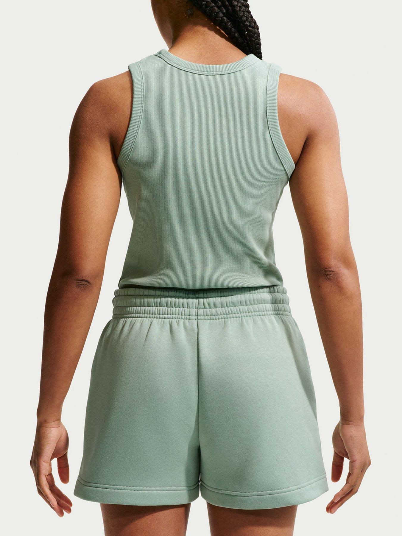 Image 2 of 5 of Nike Womens Sportswear Phoenix Fleece Mid Rise 4 Inch Shorts - Green